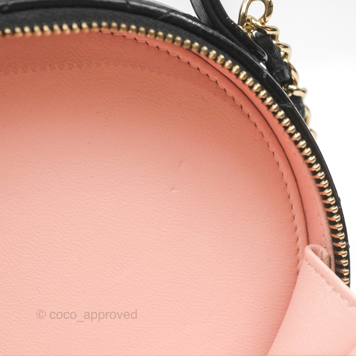Chanel Mini Round Vanity Bag Handle With Care Black Glazed Lambskin 22C