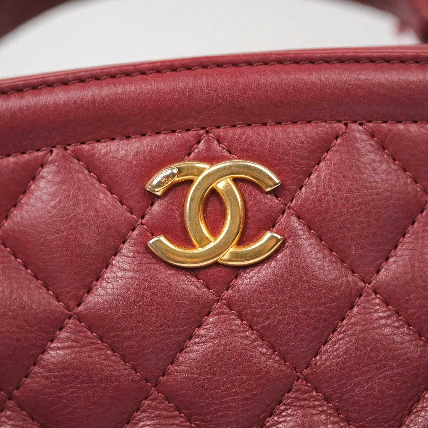 Chanel Quilted CC Small Vanity Case Dark Red Calfskin