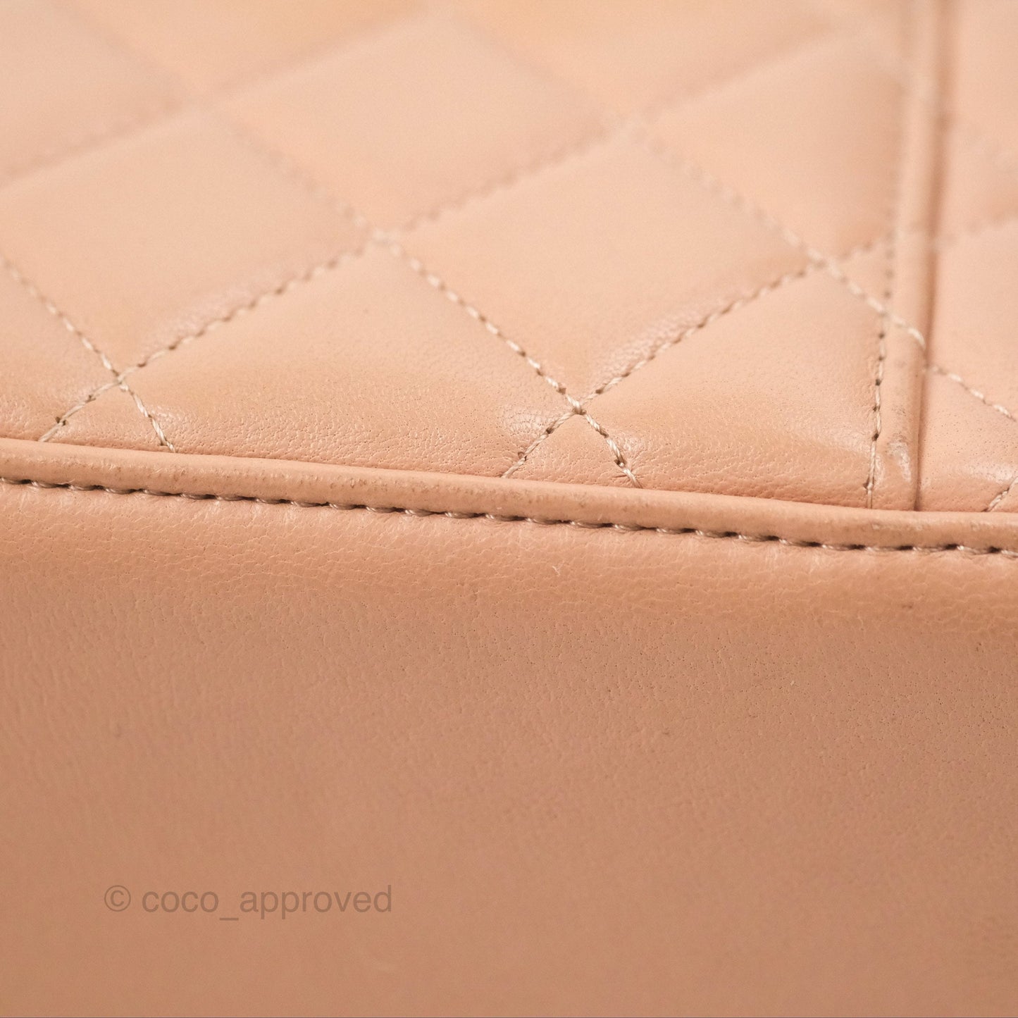 Chanel Vanity Rectangular Top Handle Beige Lambskin Aged Gold Hardware