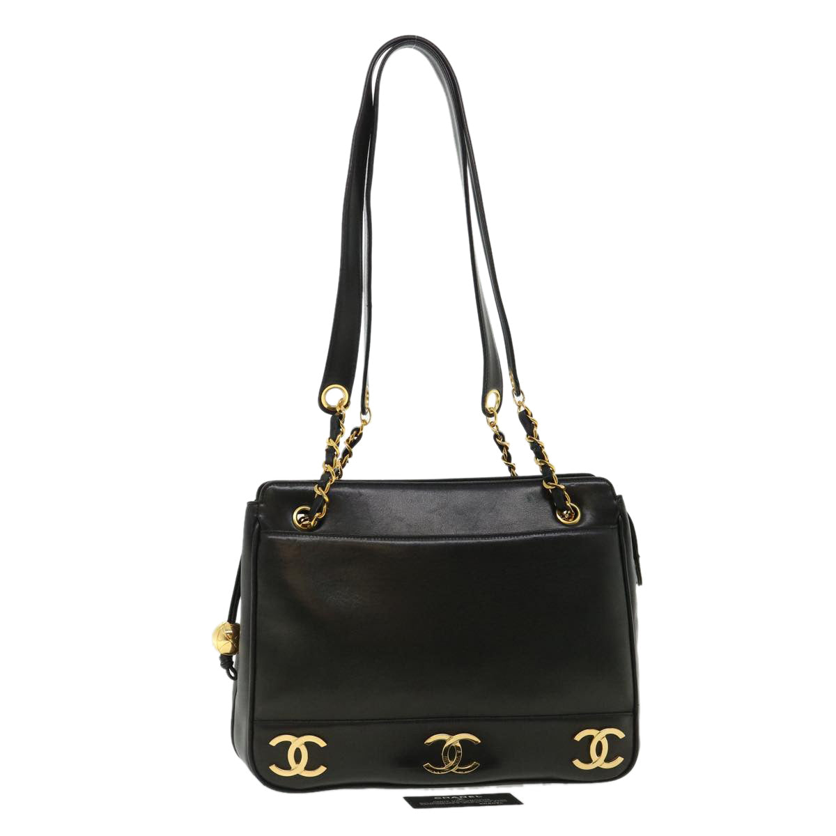 Luxury Chanel Chain Shoulder Bag Lamb Skin Black CC  32454A