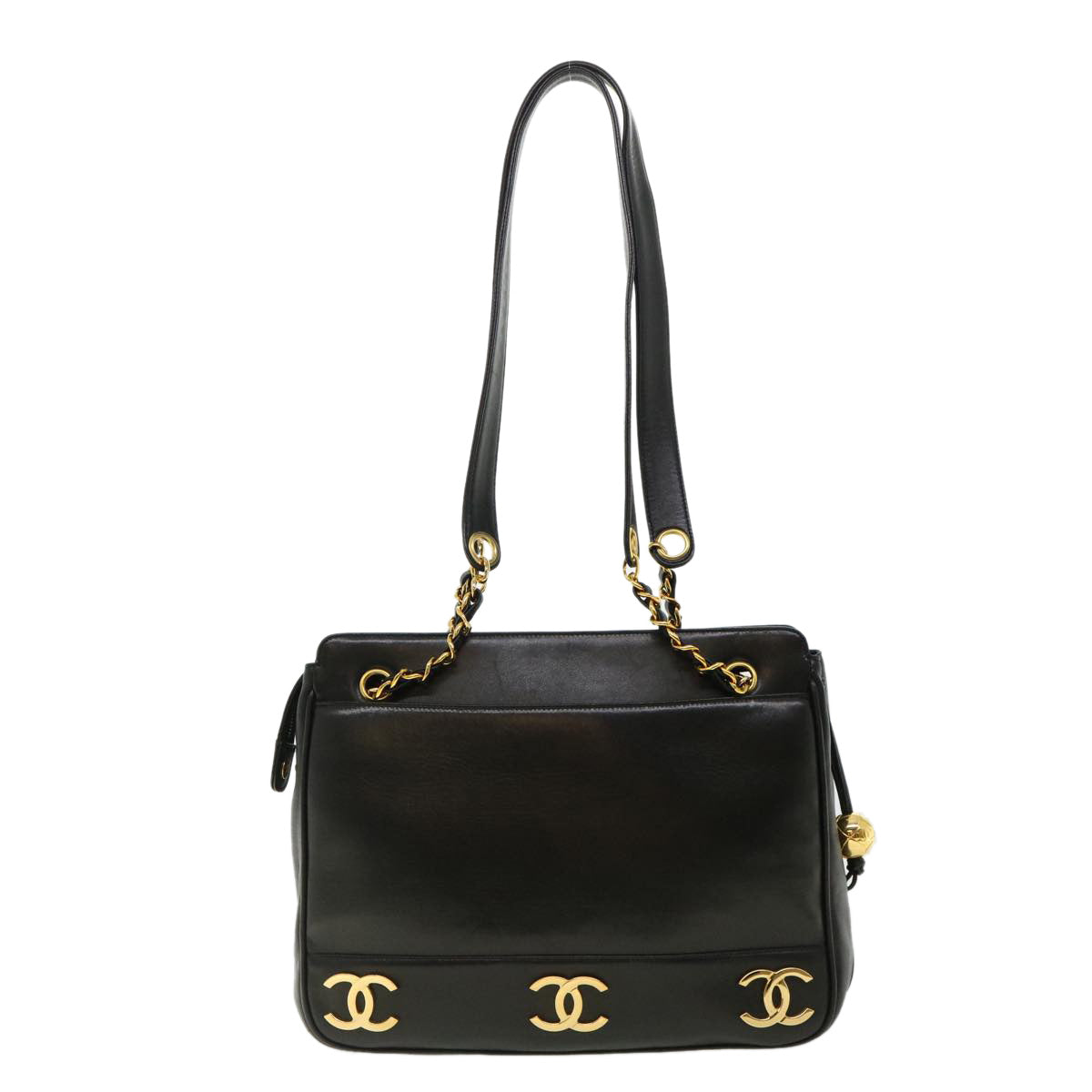 Luxury Chanel Chain Shoulder Bag Lamb Skin Black CC  32454A