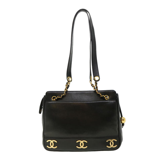 Luxury Chanel Chain Shoulder Bag Lamb Skin Black CC  32454A