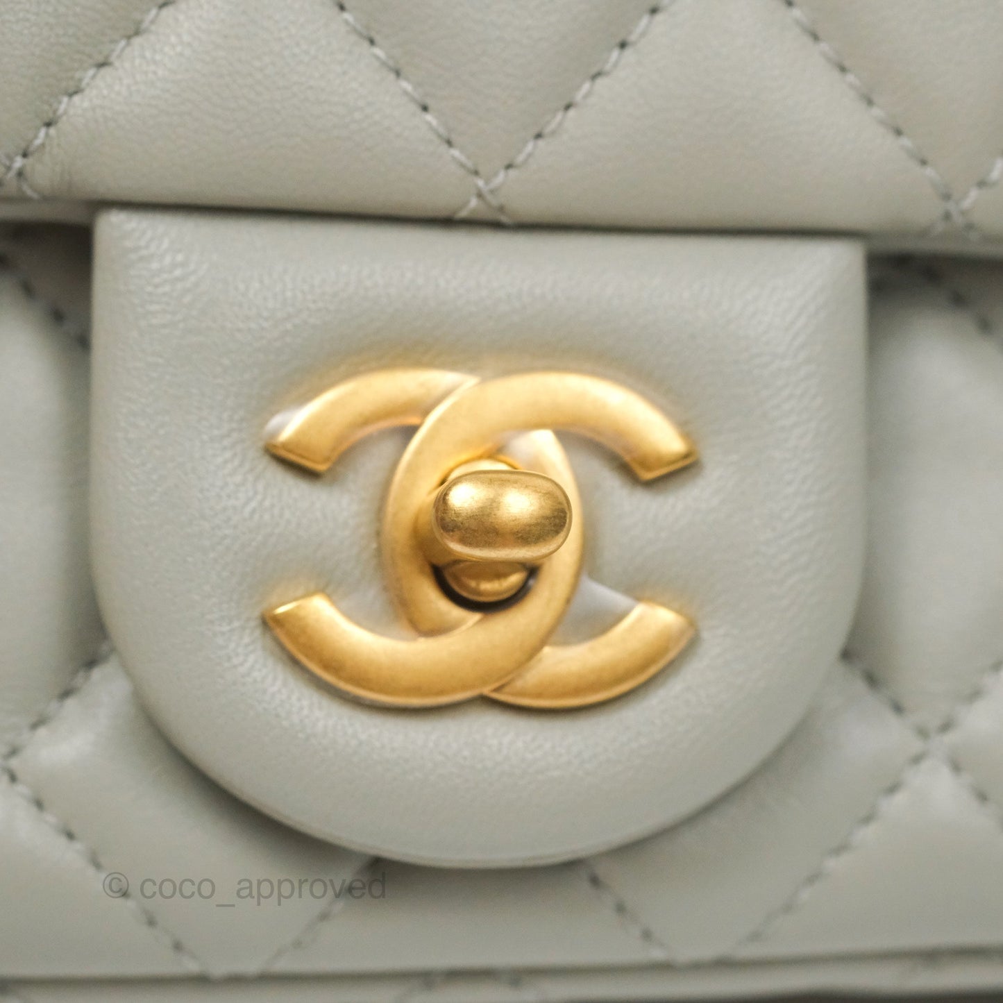 Chanel Pearl Crush Mini Rectangular Grey Lambskin Aged Gold Hardware