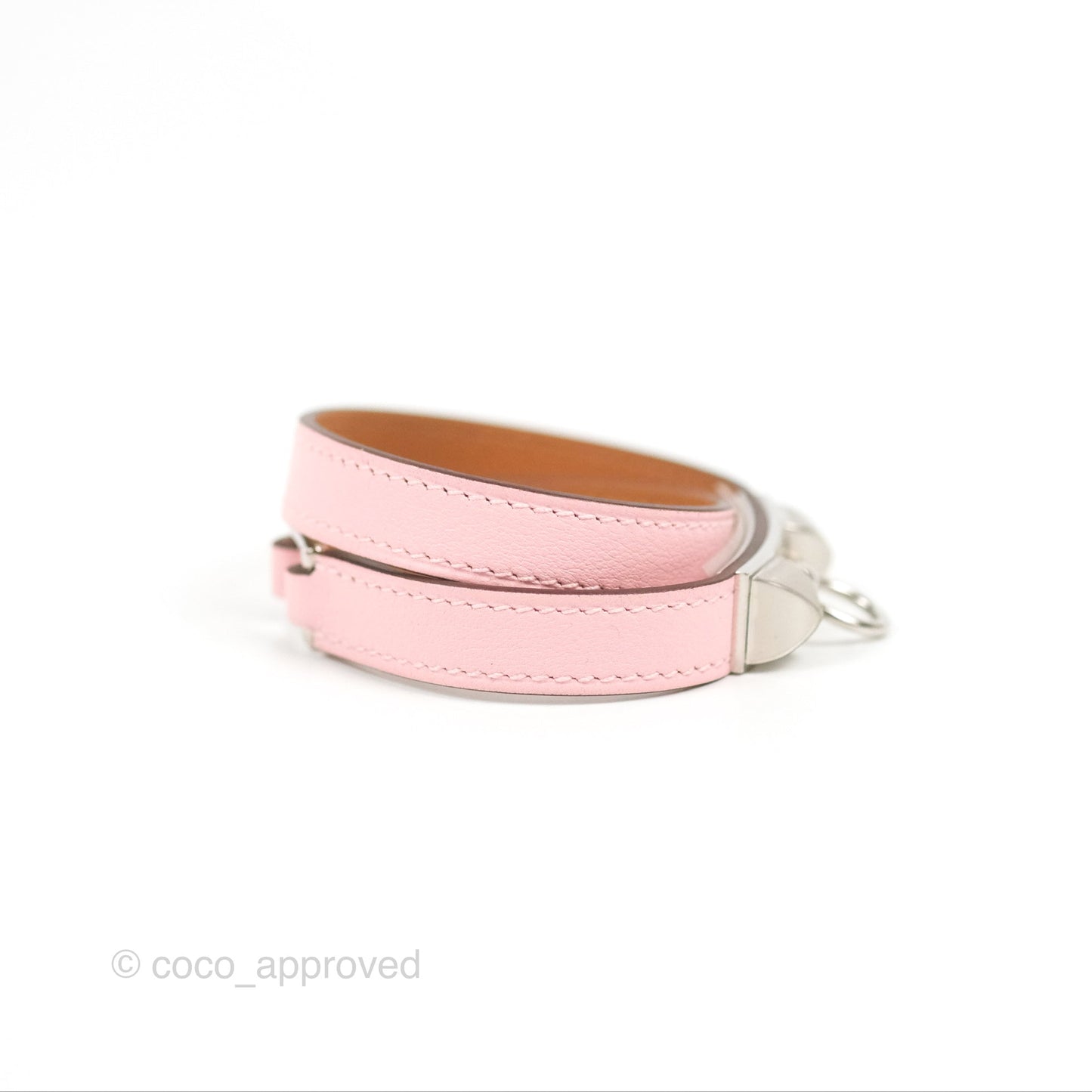 Hermès Rivale Double Tour Bracelet Rose Sakura Swift Palladium Hardware