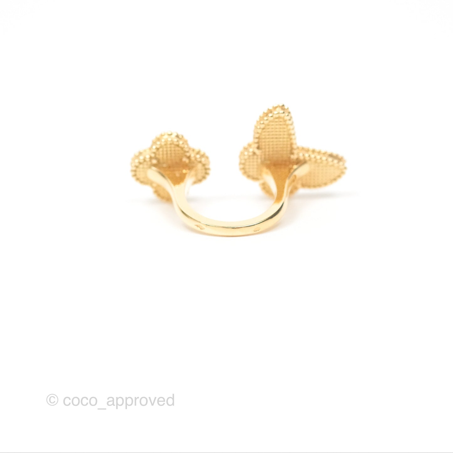 Van Cleef & Arpels Lucky Alhambra Between the Finger Ring White Mother-of-pearl Yellow Gold
