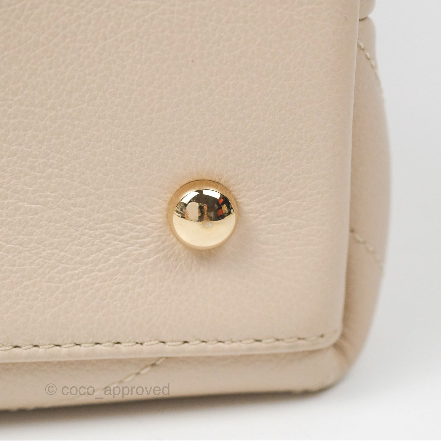 Chanel Large Chevron Chic Top Handle Bag Light Beige Grained Calfskin Gold Hardware