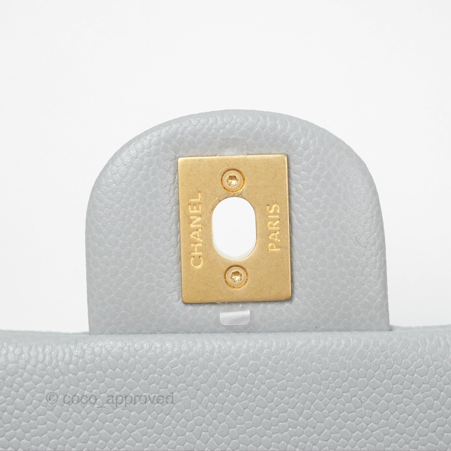 Chanel Mini Flap Bag Heart Adjustable Chain Grey Caviar Aged Gold Hardware