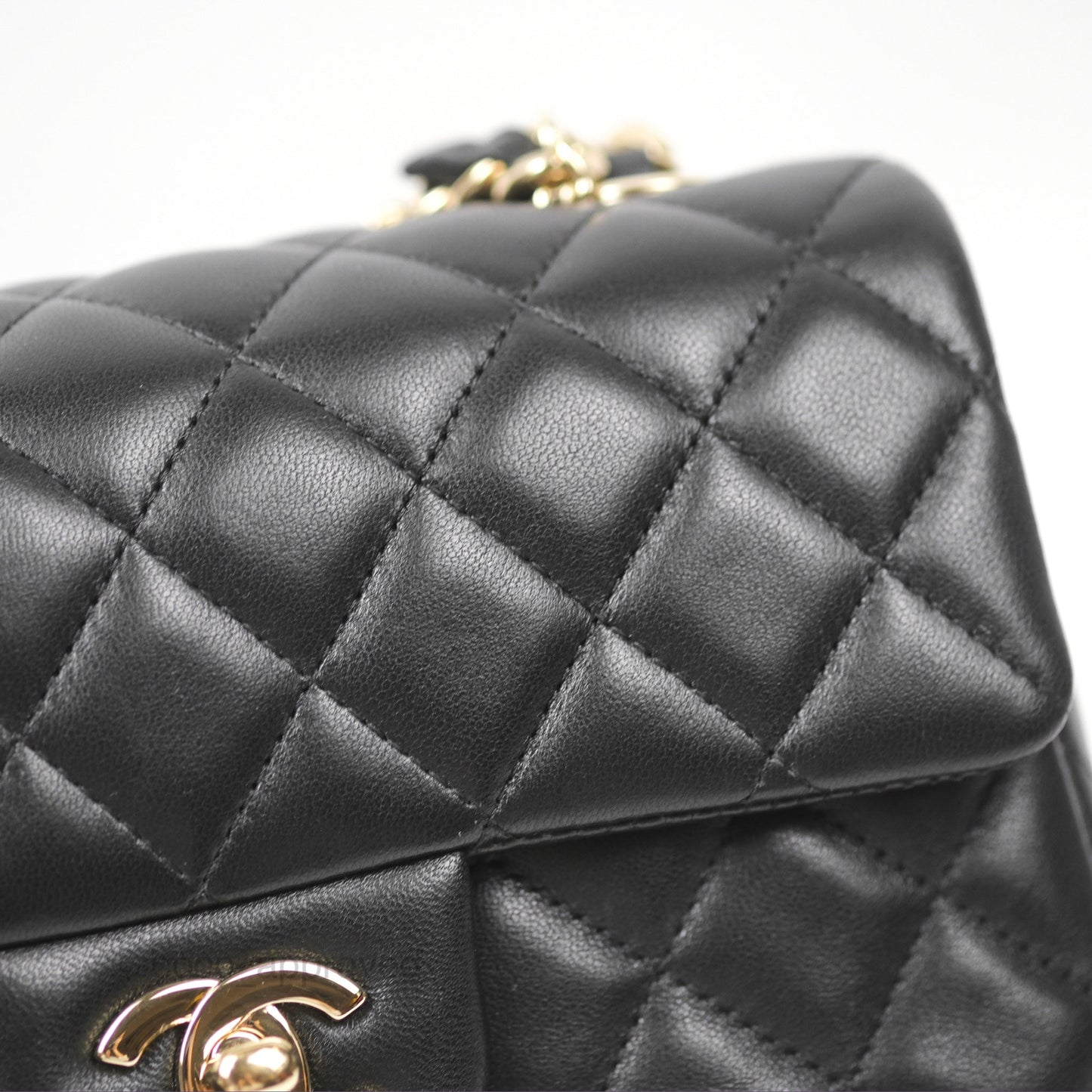 Chanel Quilted Mini Rectangular Flap With Charms Black Lambskin Gold Hardware 21C