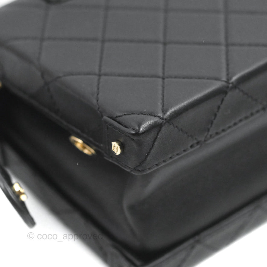 Chanel Quilted Vanity Case with Chain Black Calfskin Gold Hardware 22B