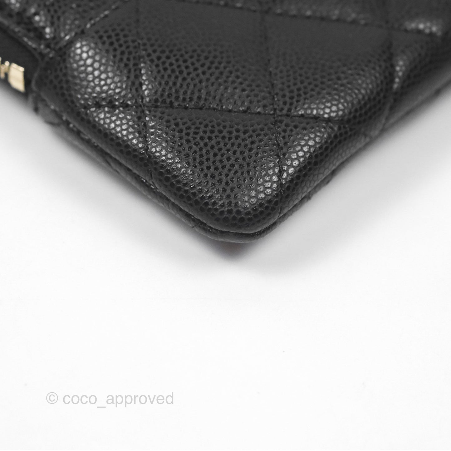 Chanel Quilted Classic Zip Card Holder Wallet Black Caviar Gold Hardware