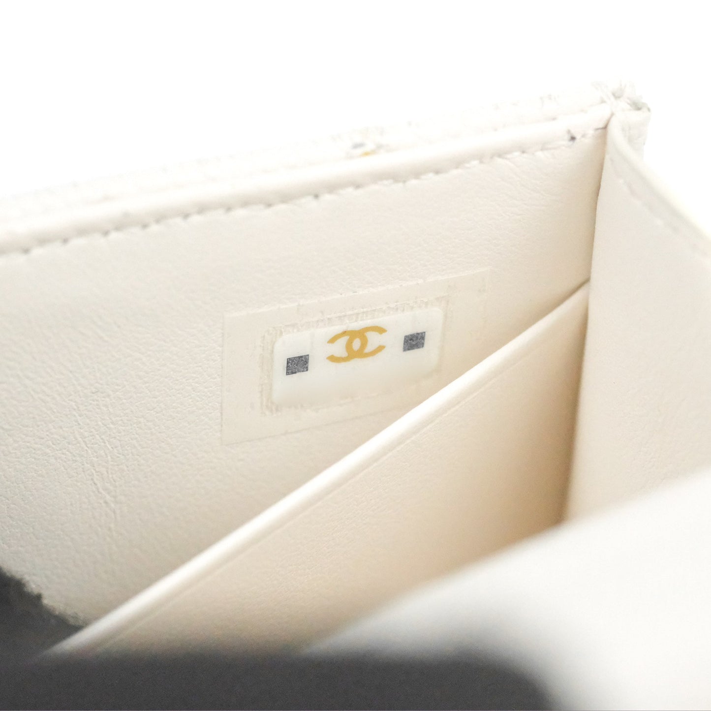 Chanel Mini Top Handle Clutch with Chain White Caviar Light Gold Hardware 23P