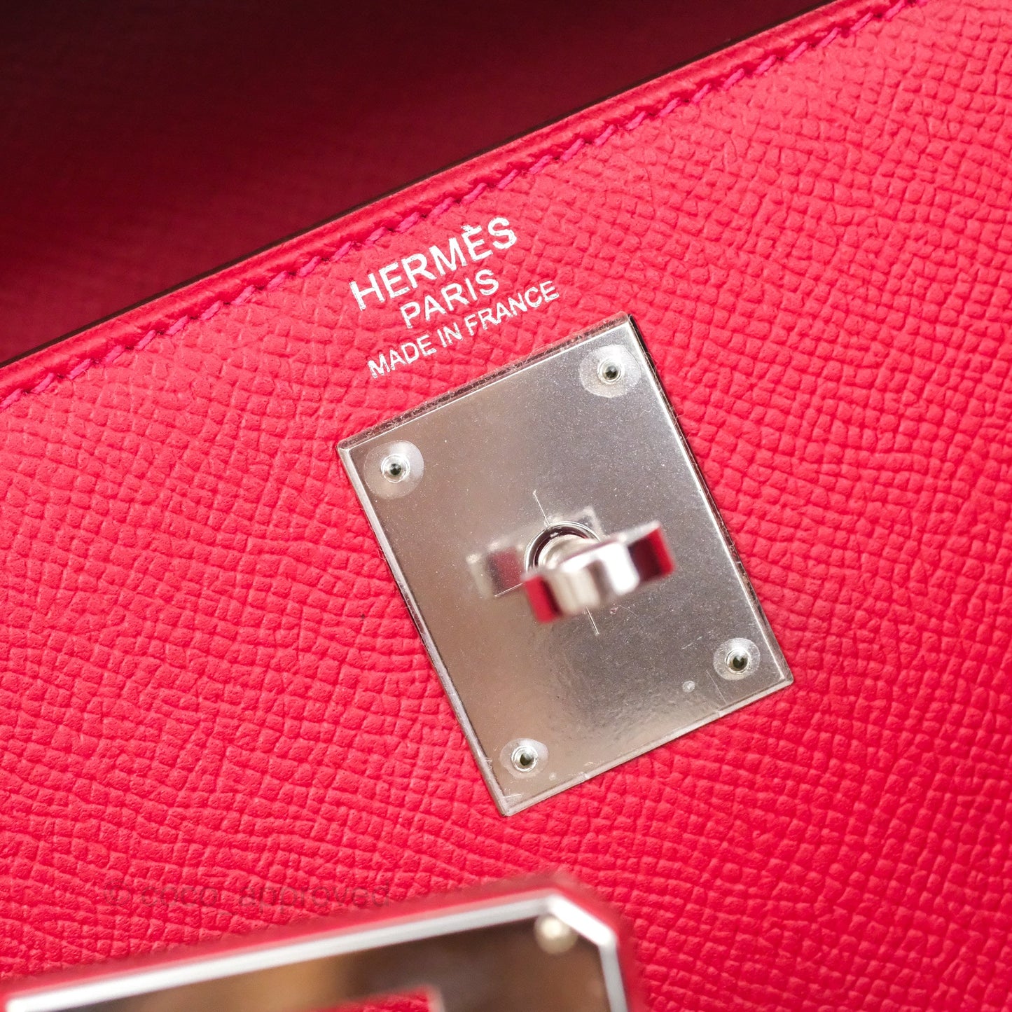 Hermès Kelly 32 Sellier Rouge Casaque Q5 Epsom Palladium Hardware