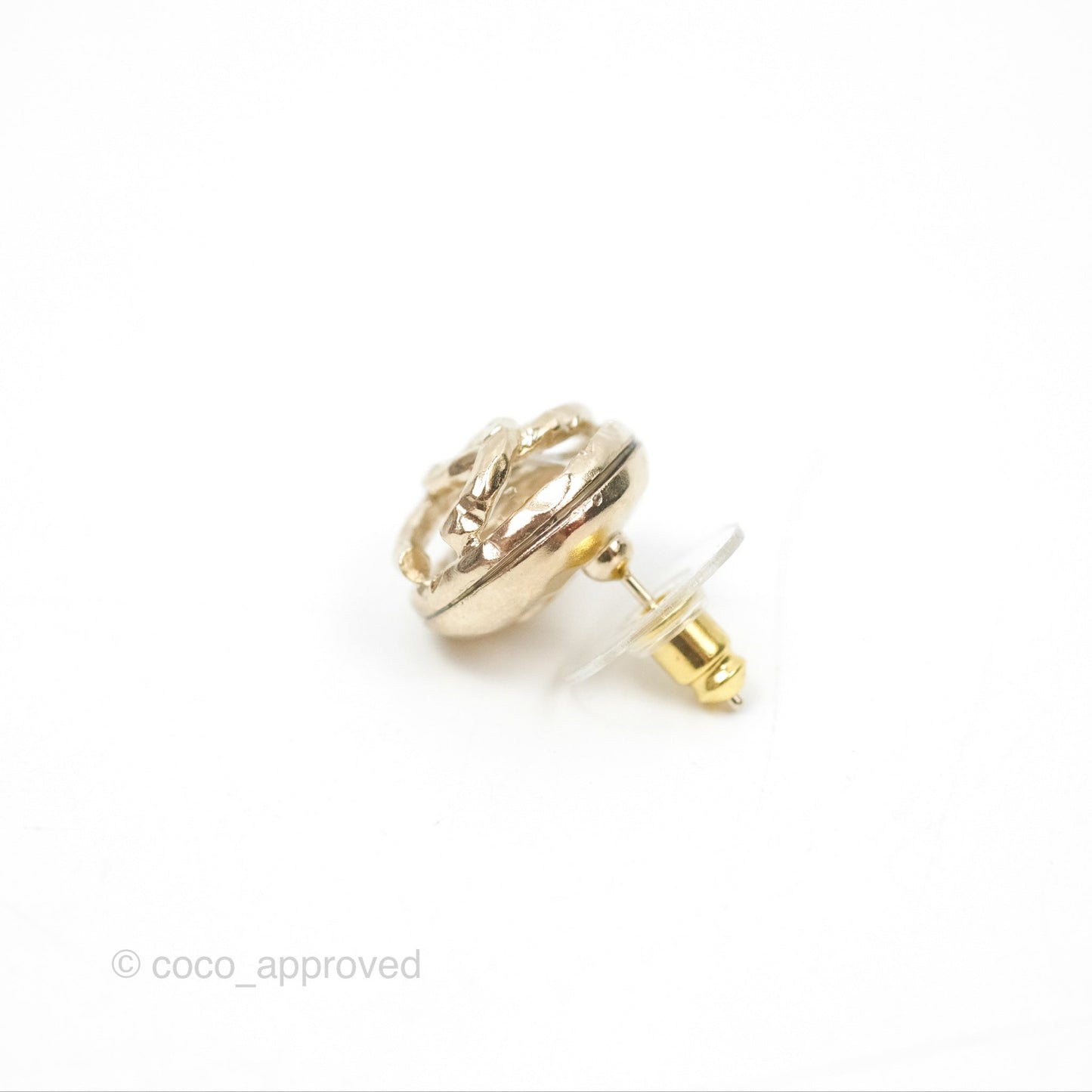 Chanel Round CC Crystal Round Earrings Gold Tone 21A