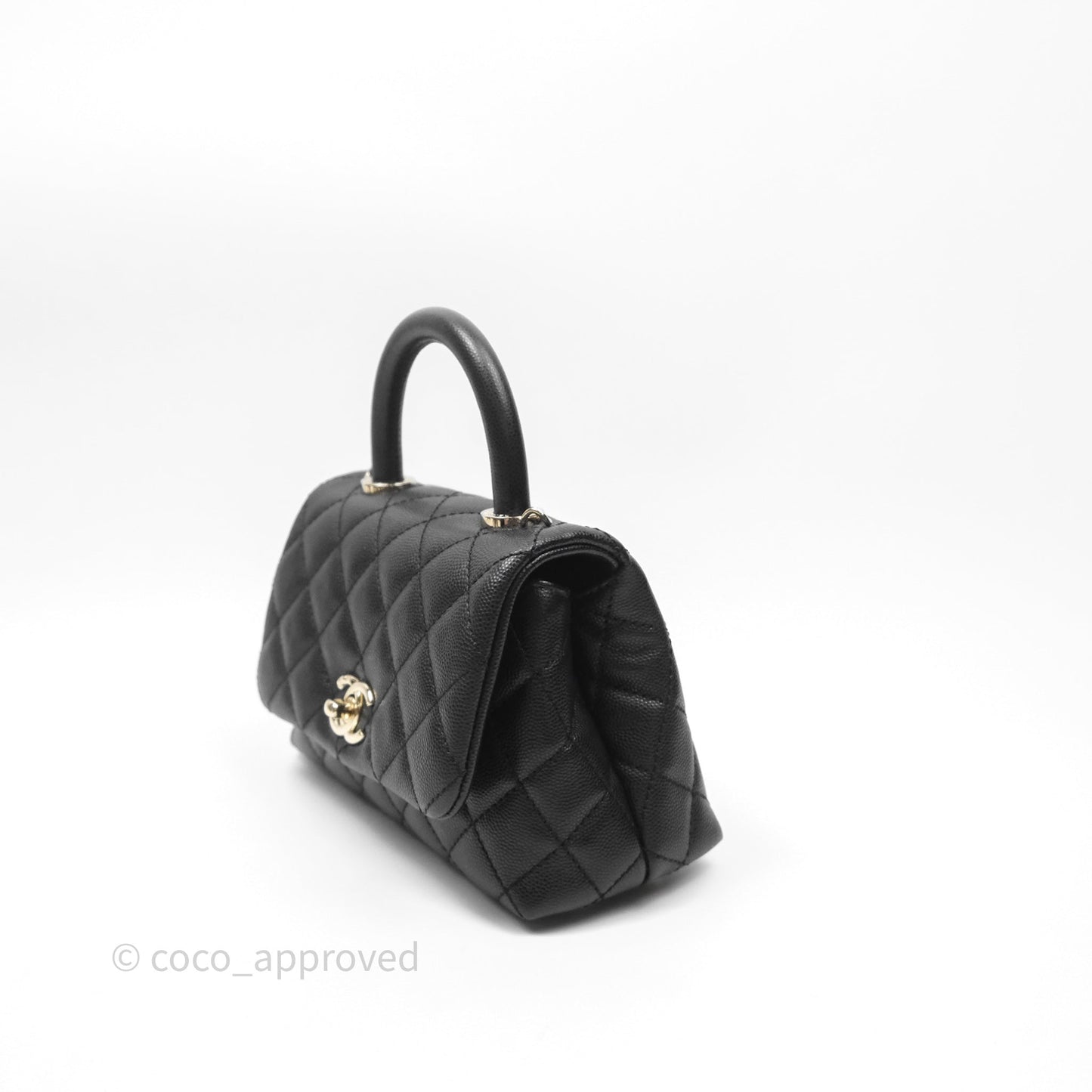 Chanel Mini Coco Handle Quilted Black Caviar Gold Hardware
