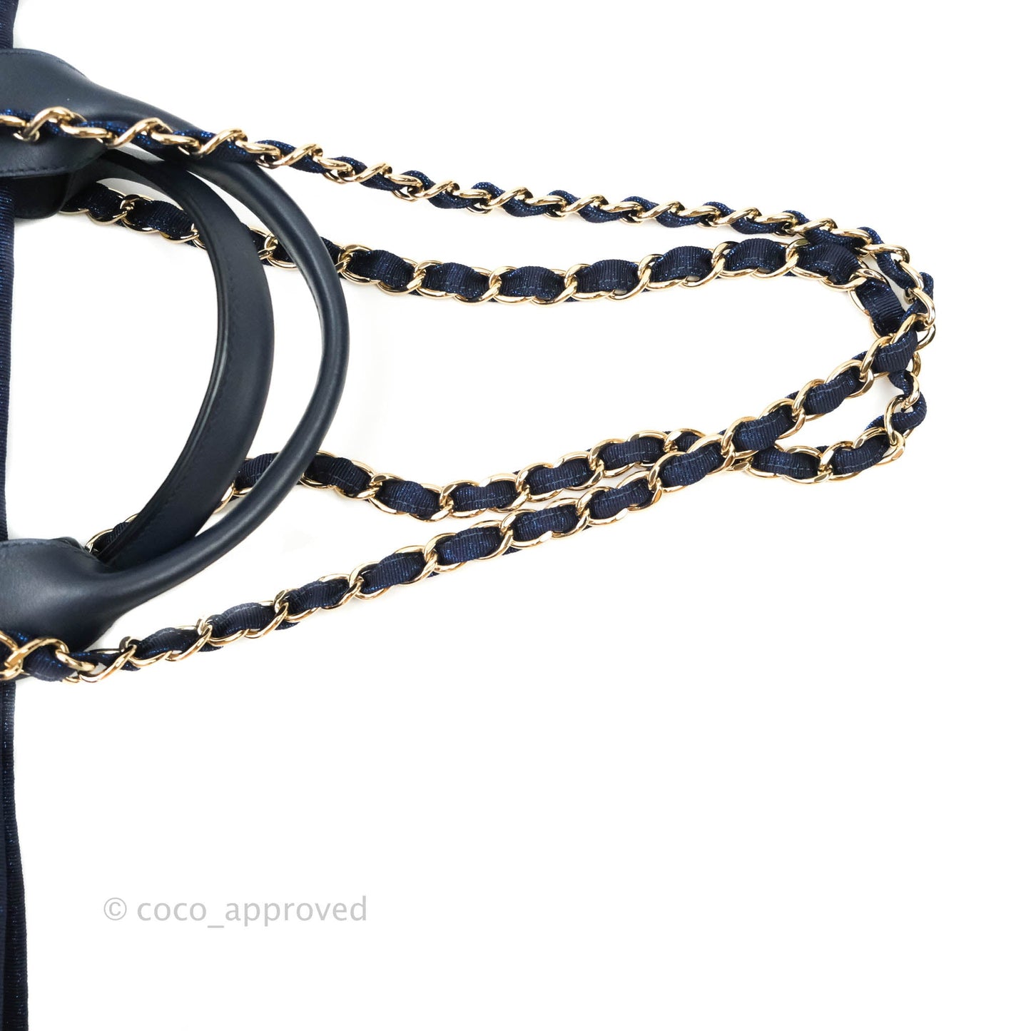 Chanel Large Deauville Navy Blue Canvas Gold Hardware
