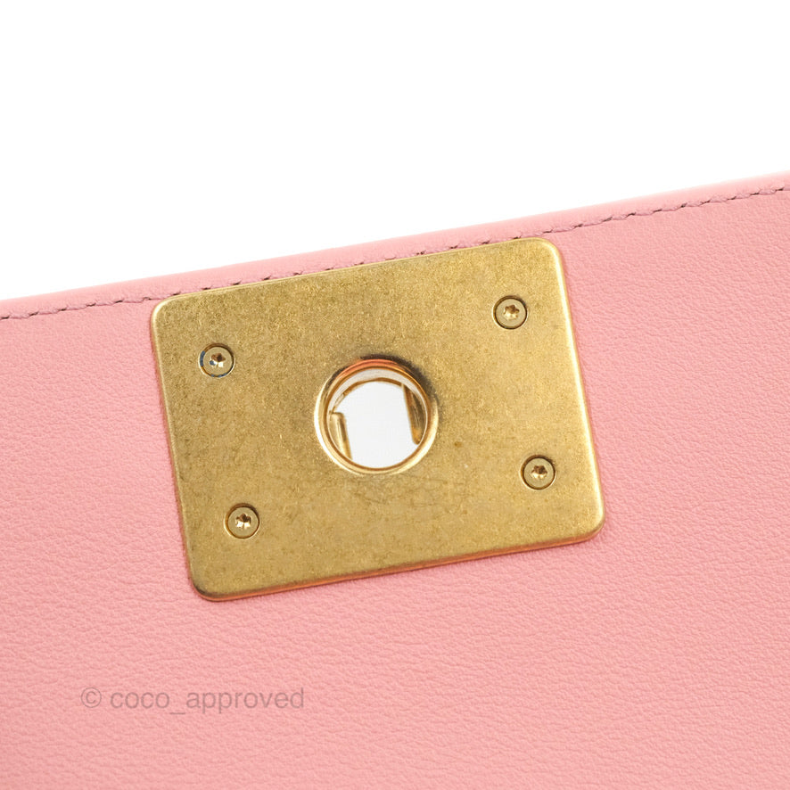 Chanel Small Quilted Boy Pink Calfskin Aged Gold Hardware
