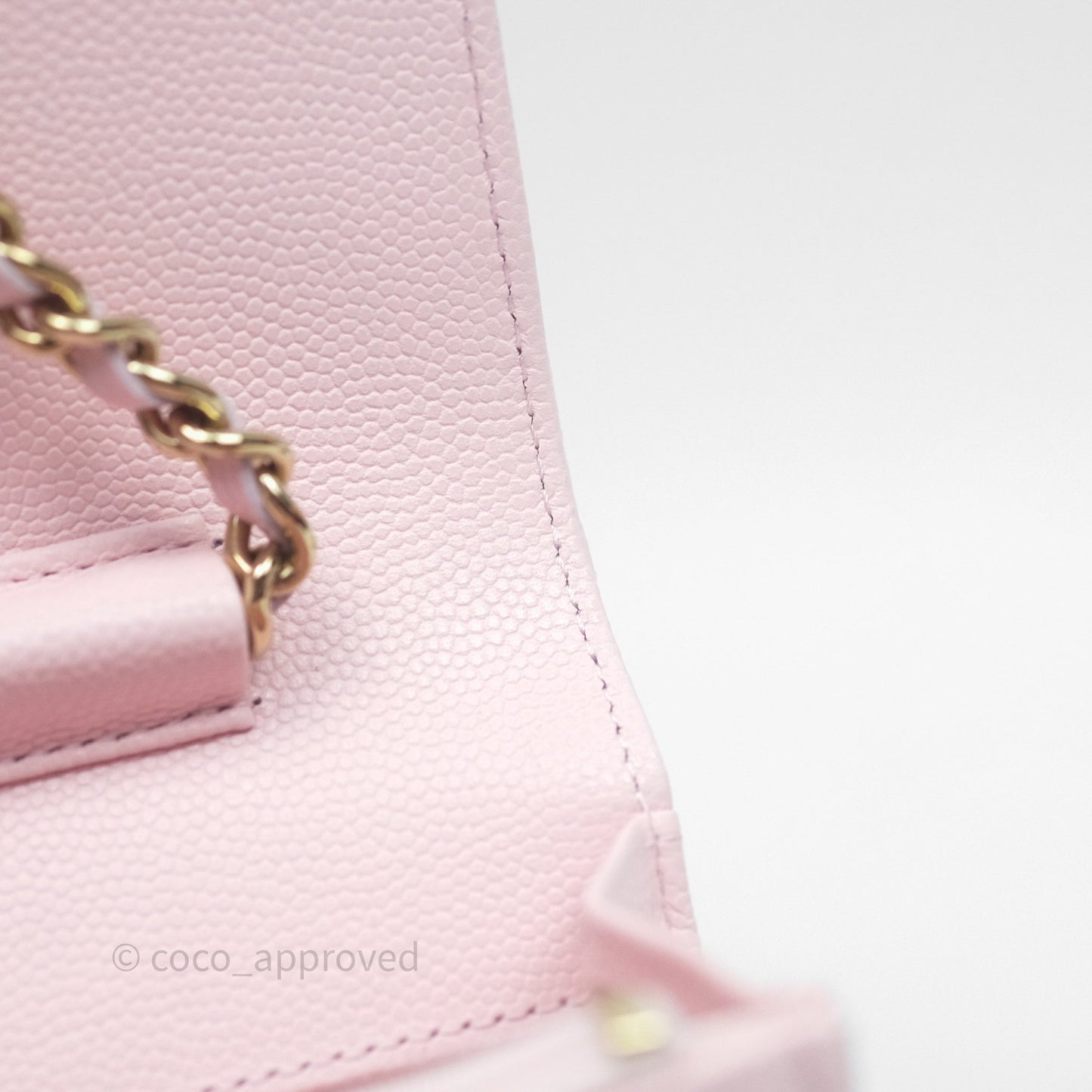 Chanel Classic Quilted Wallet on Chain WOC Light Pink Caviar Gold Hardware