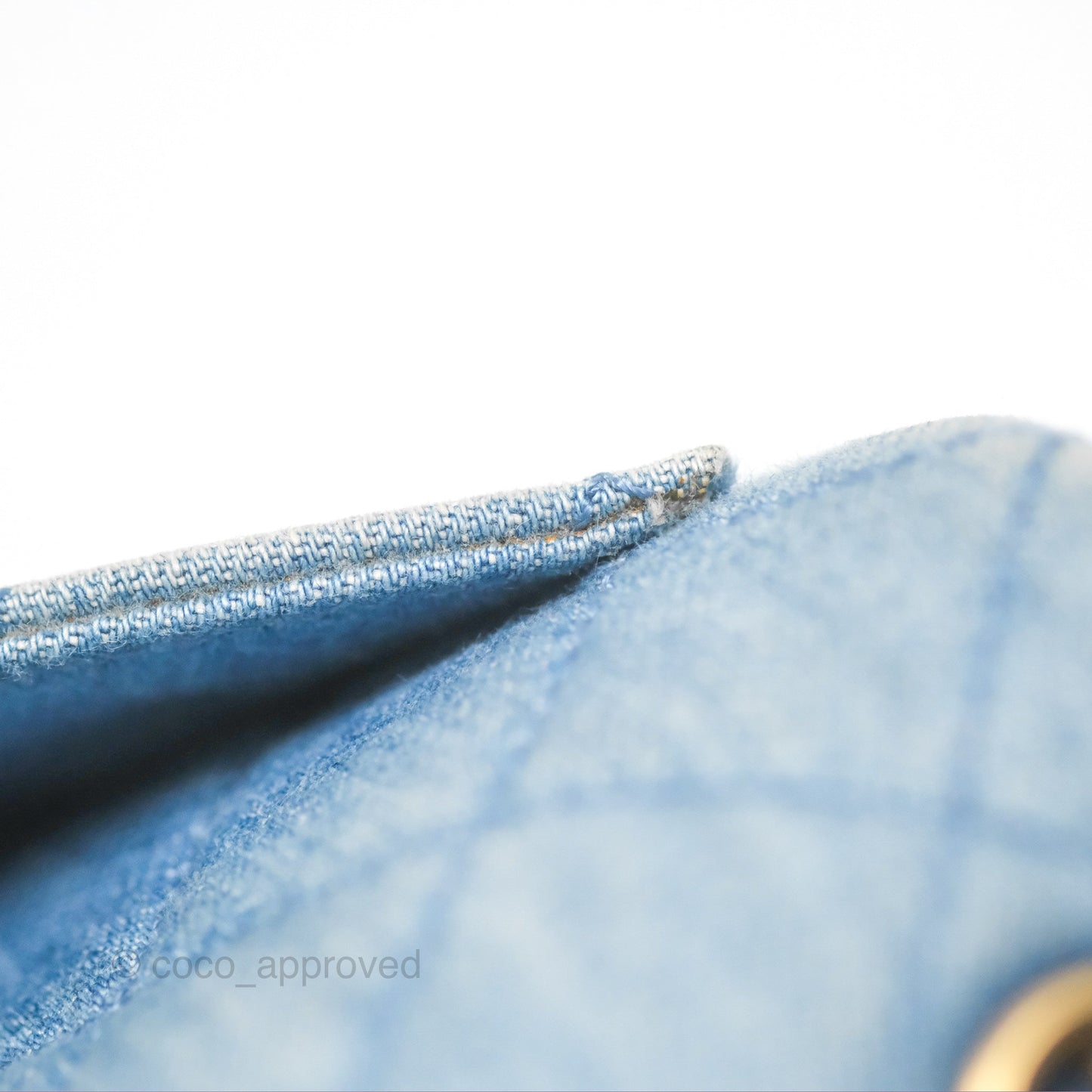 Chanel Mini Square Pearl Crush Quilted Denim Aged Gold Hardware
