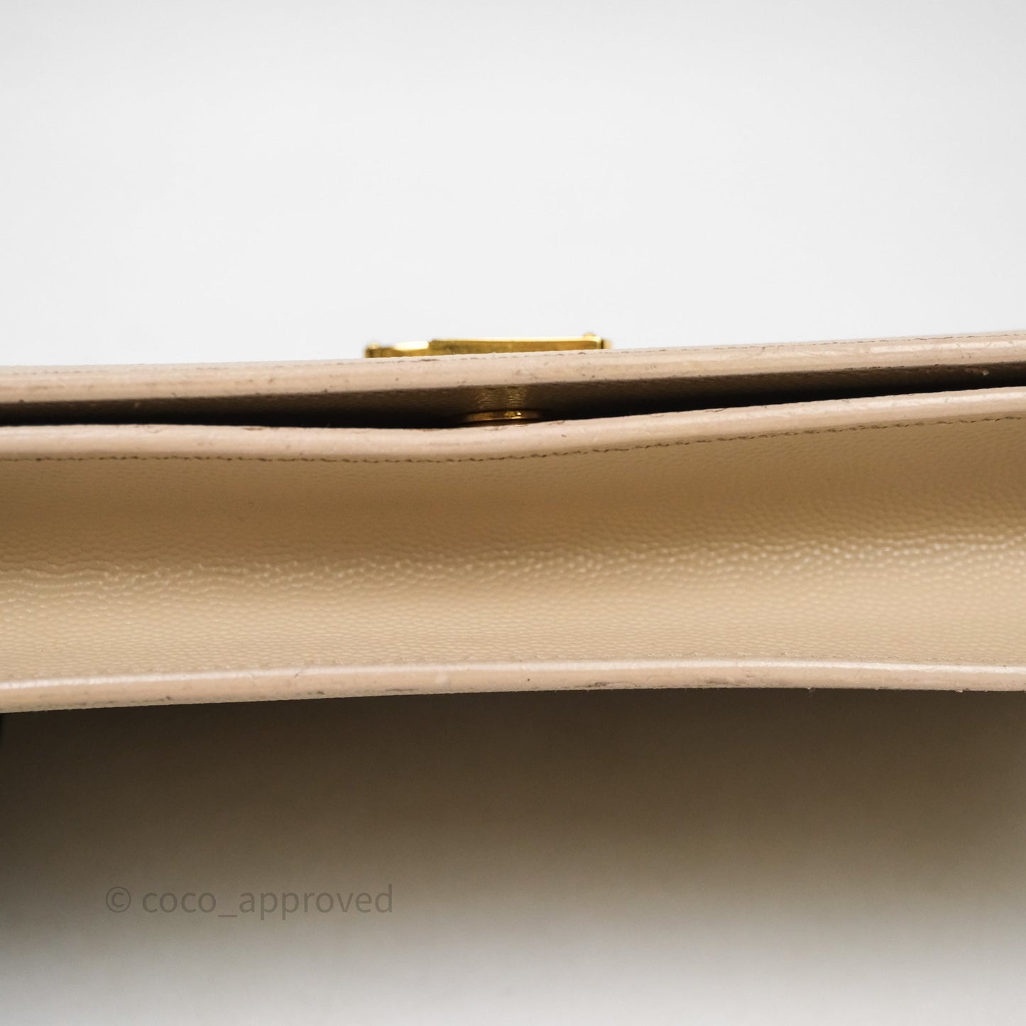 Saint Laurent Kate Clutch Monogram Beige Grain De Poudre Gold Hardware