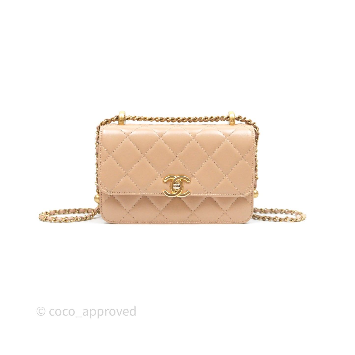 Chanel Quilted Mini Perfect Fit Adjustable Beige Calfskin Gold Hardware