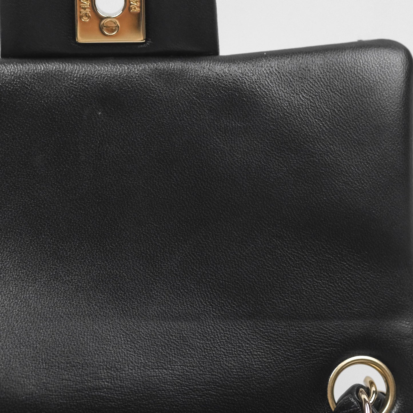 Chanel Quilted Mini Square Flap Black Lambskin Gold Hardware