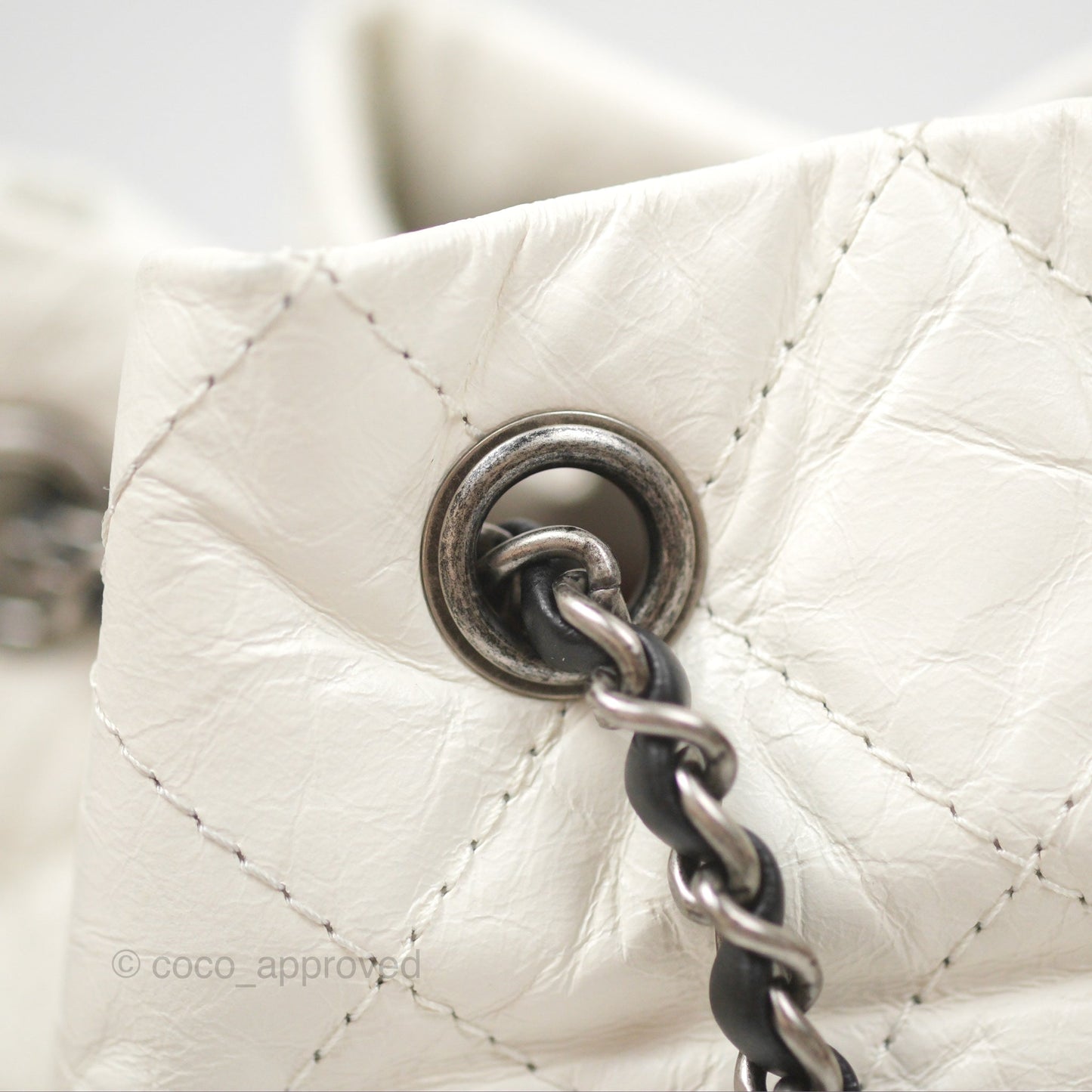 Chanel Small Gabrielle Backpack White Black Aged Calfskin