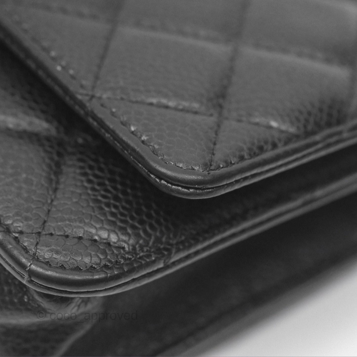 Chanel Classic Quilted Wallet On Chain WOC Black Caviar Gold Hardware