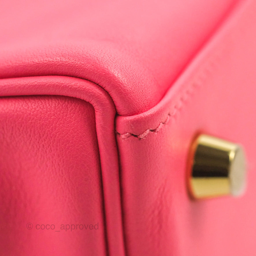 Hermès Retourne Kelly 25 Veau Swift Rose Azalee Gold Hardware