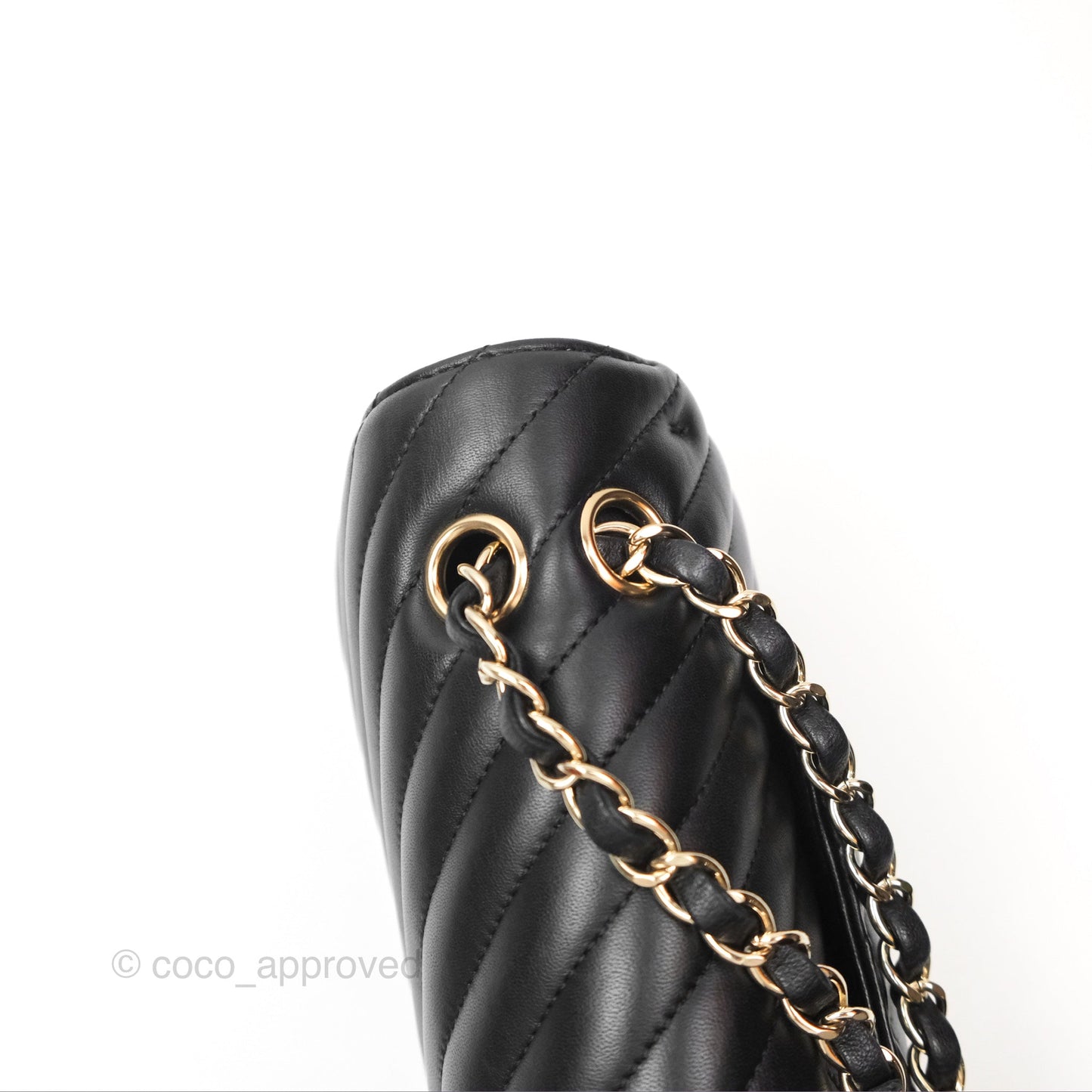 Chanel Classic M/L Medium Chevron Double Flap Black Lambskin Gold Hardware