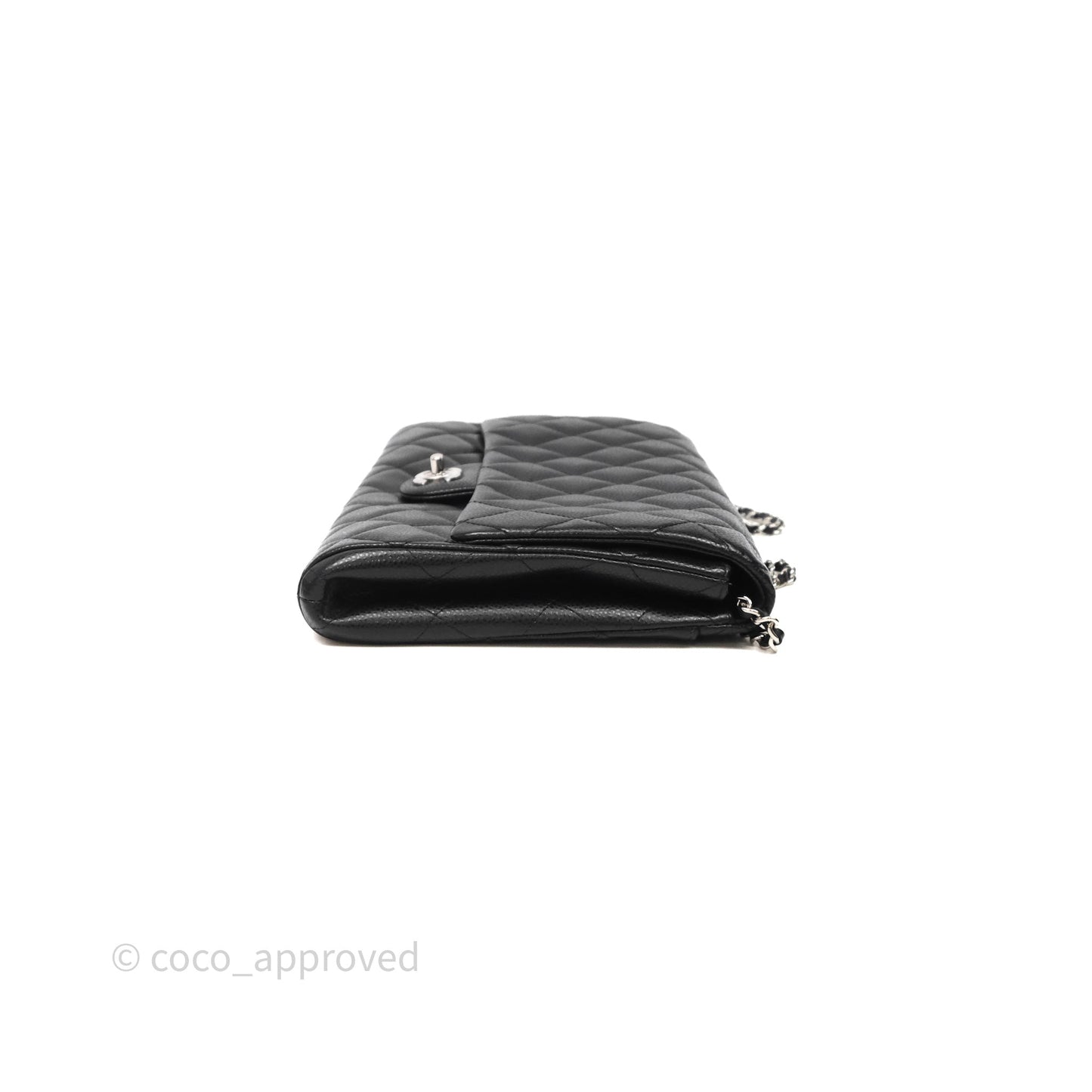 Chanel Quilted Clutch with Chain Black Caviar Silver Hardware