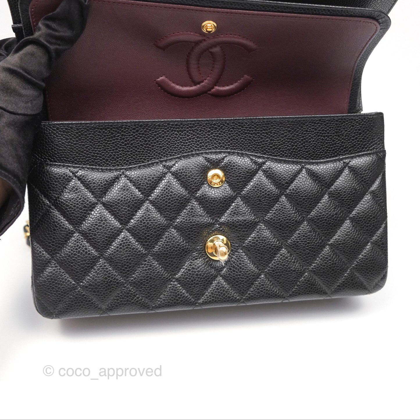 Chanel Classic M/L Medium Flap Quilted Black Caviar Gold Hardware