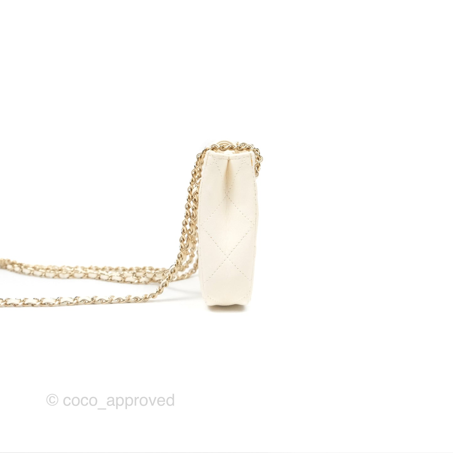 Chanel Mini Square Clutch with Chain Ivory Lambskin Gold Hardware 22C