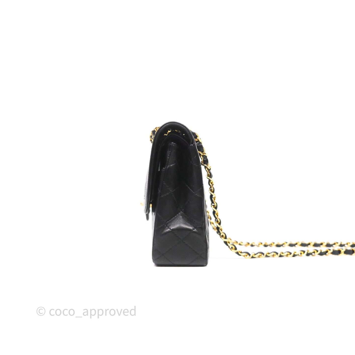 Chanel Quilted Vintage Flap Bag Lambskin Black 24K Gold Hardware