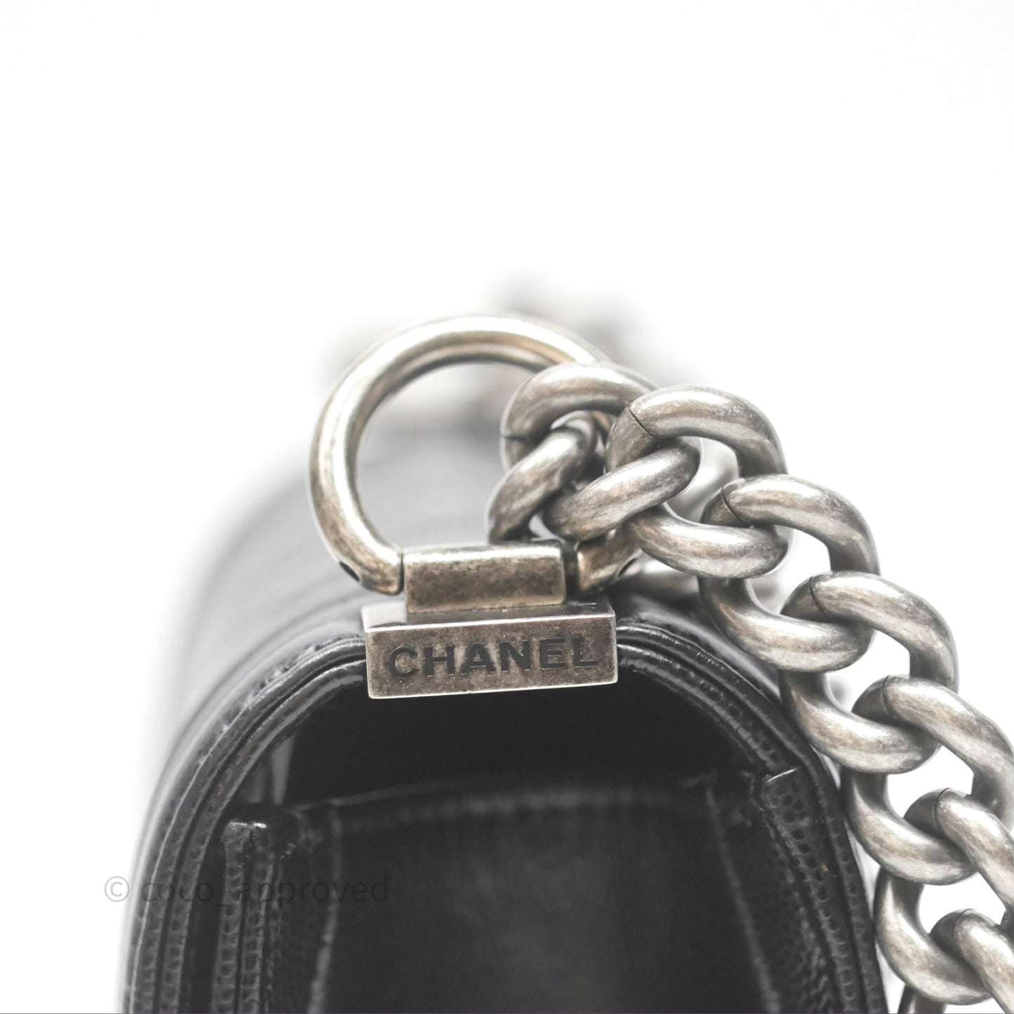 Chanel Small Boy Black Caviar Ruthenium Hardware
