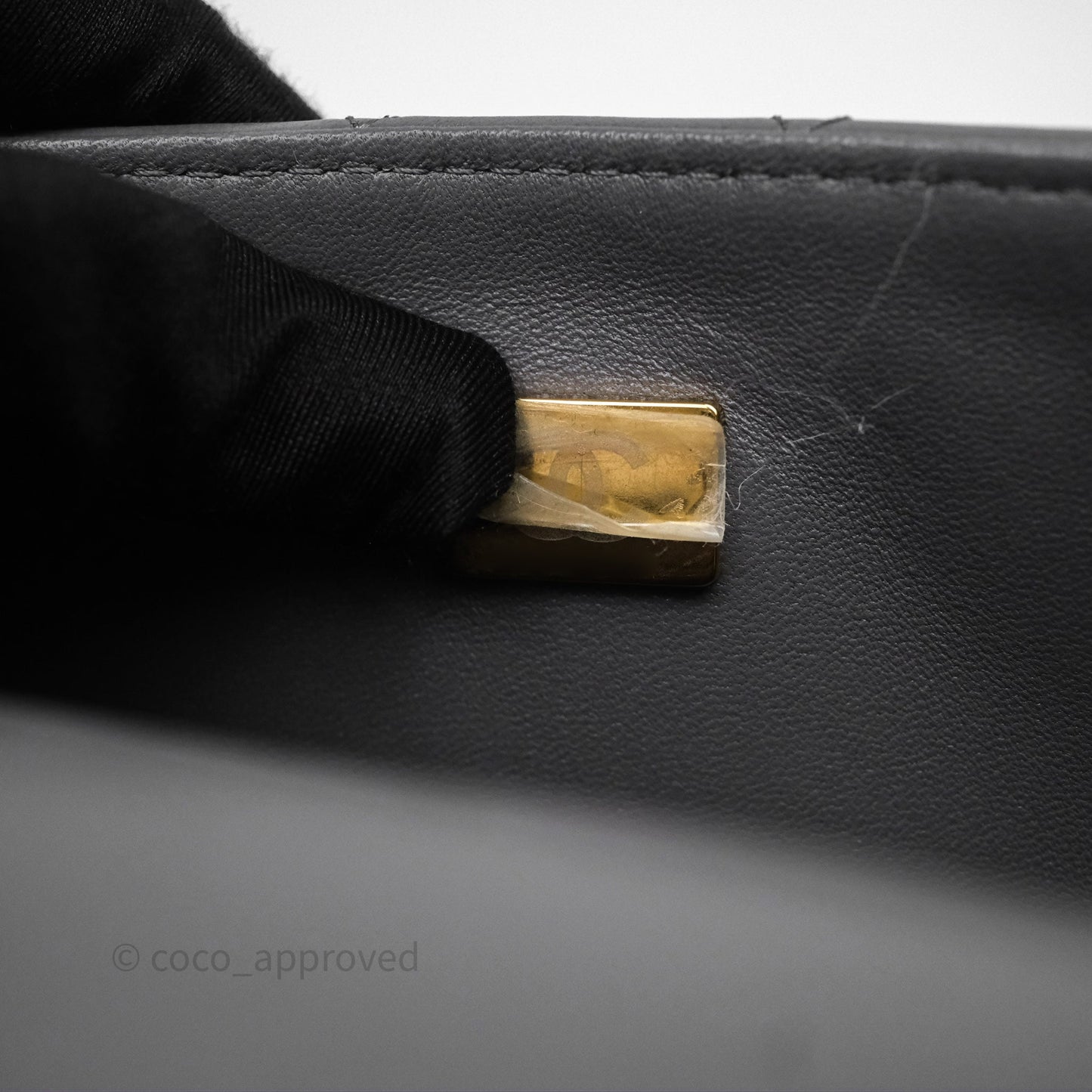 Chanel Chain Top Handle Mini Rectangular Flap Grey Lambskin Gold Hardware