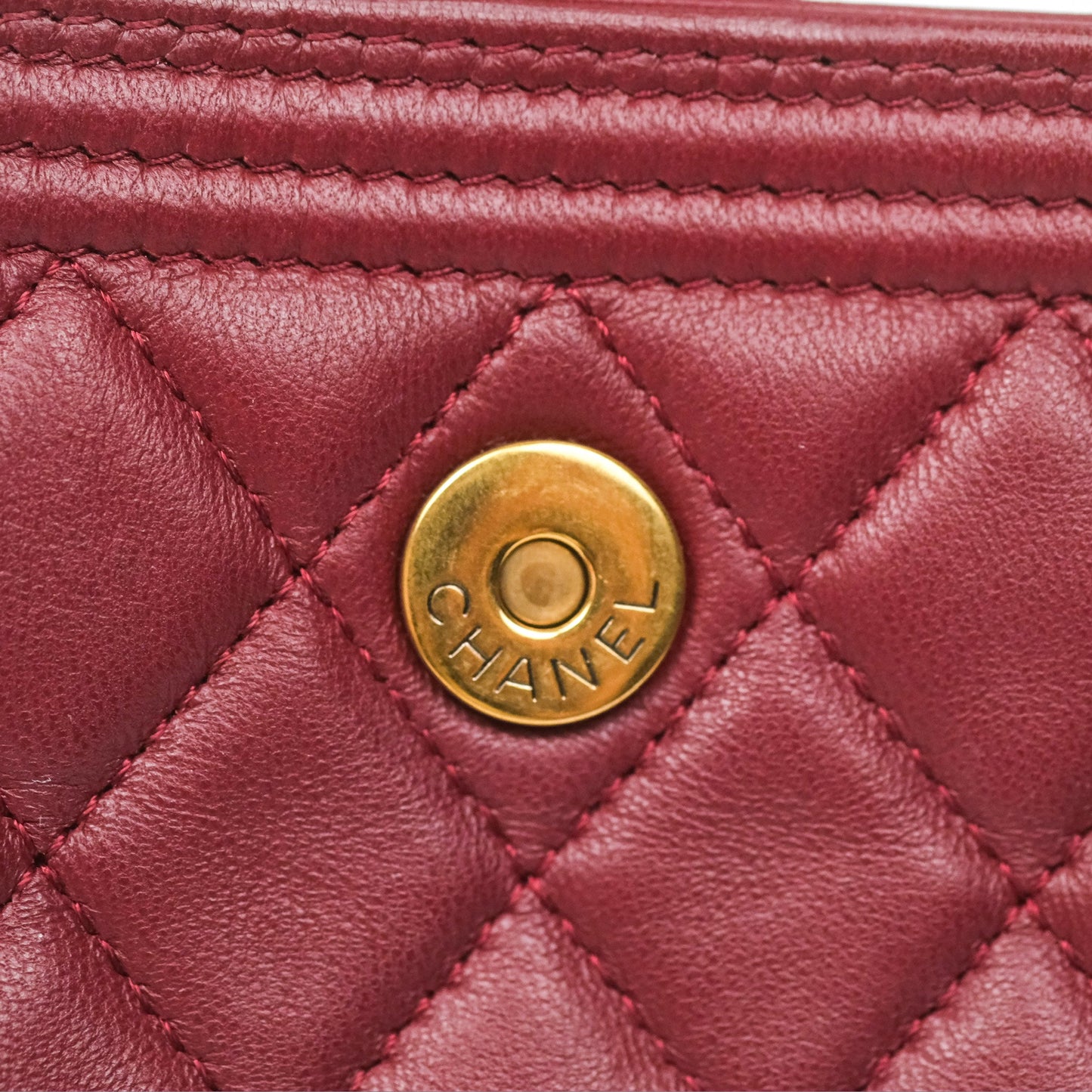 Chanel Quilted Boy Coin Case Dark Red Aged Gold Hardware