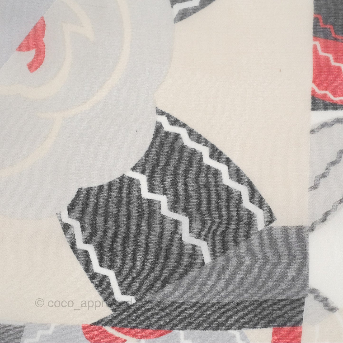 Chanel CC Silk Square Scarf 90 Grey/Red/White