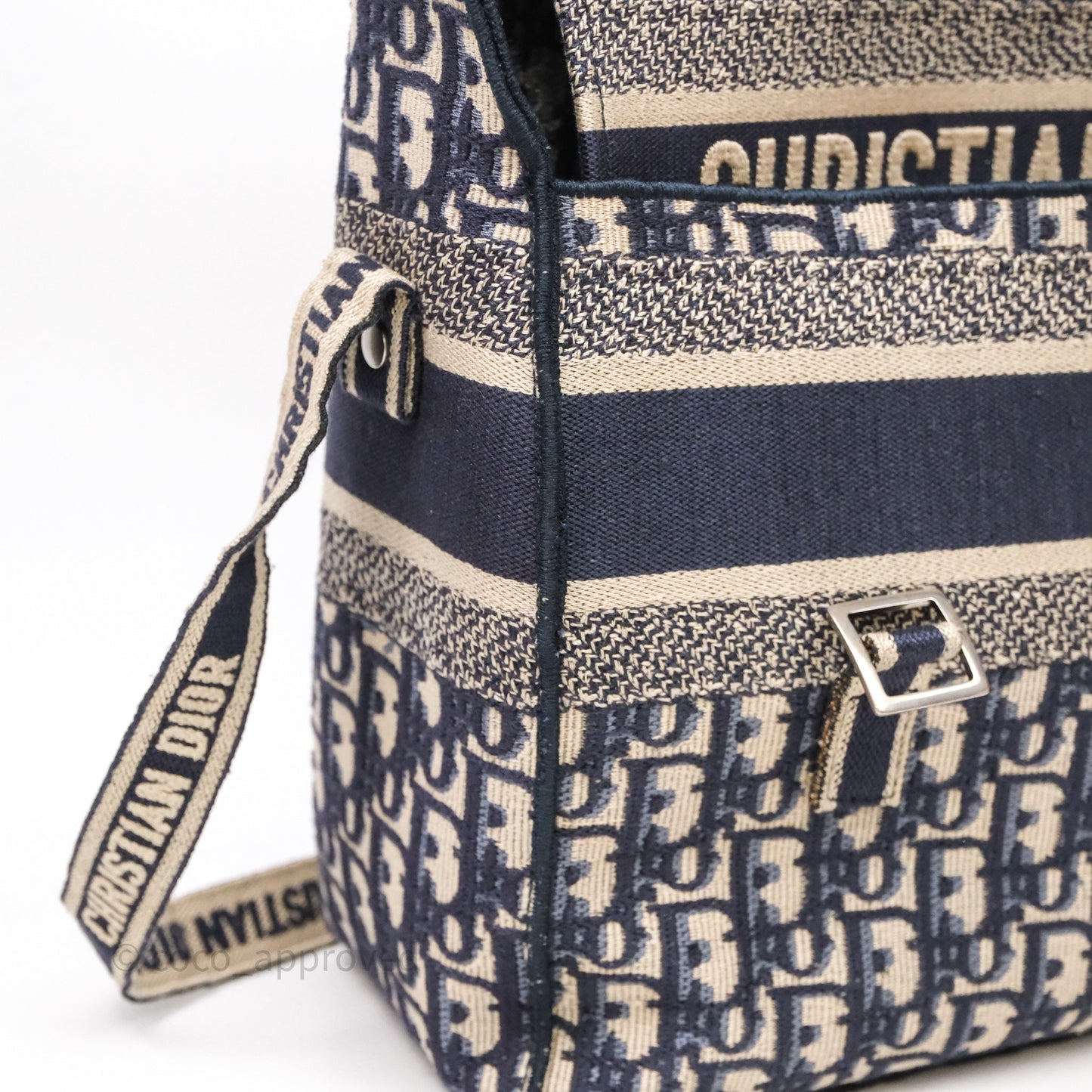 Christian Dior Medium DiorCamp Messenger Bag Oblique Embroidery Blue