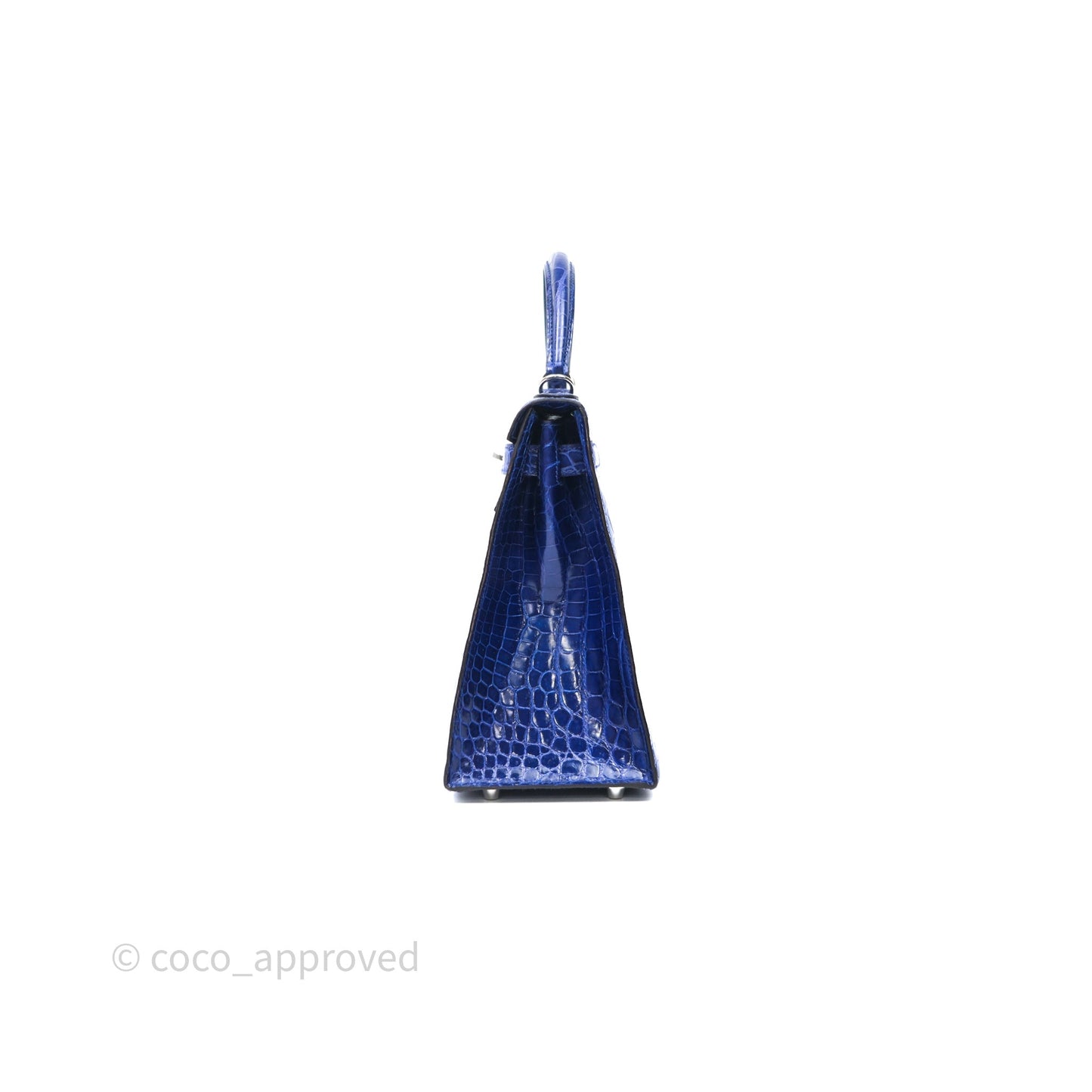 Hermès Kelly 28 Blue Croc Palladium Hardware