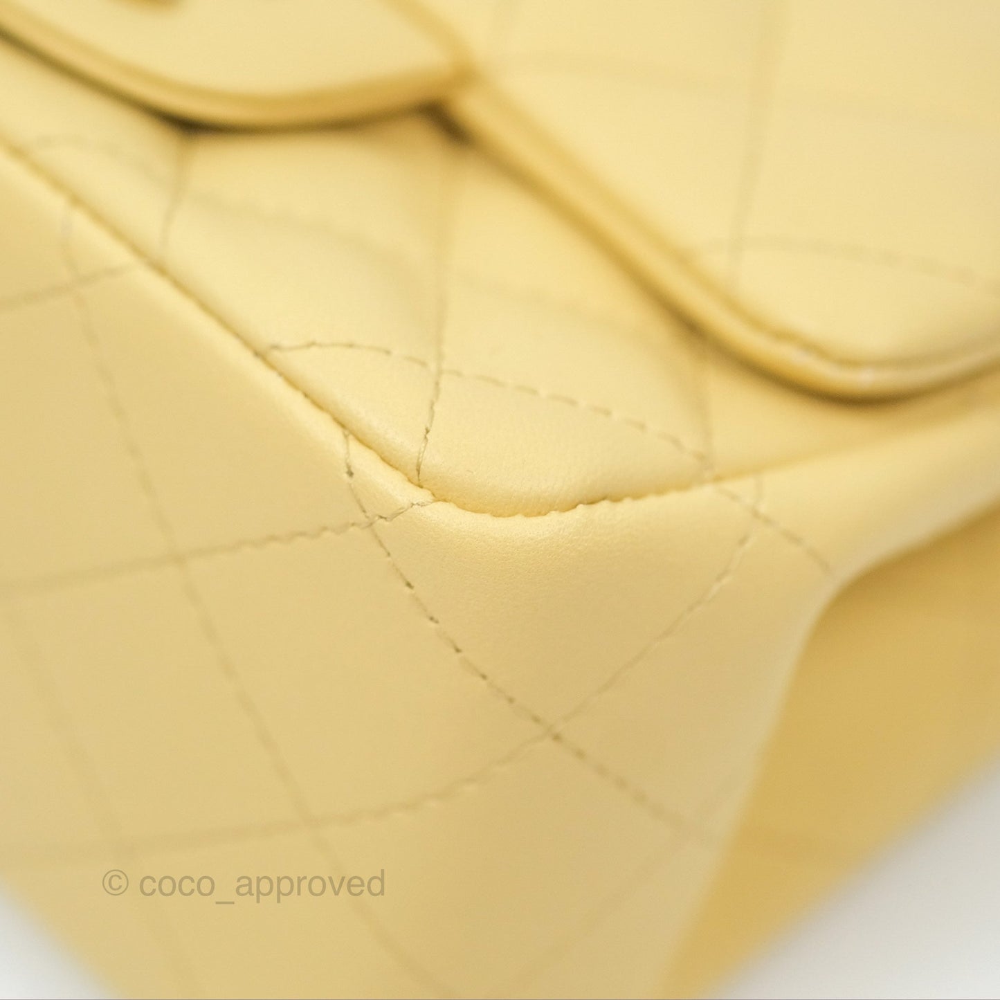 Chanel Mini Square Quilted Yellow Lambskin Gold Hardware