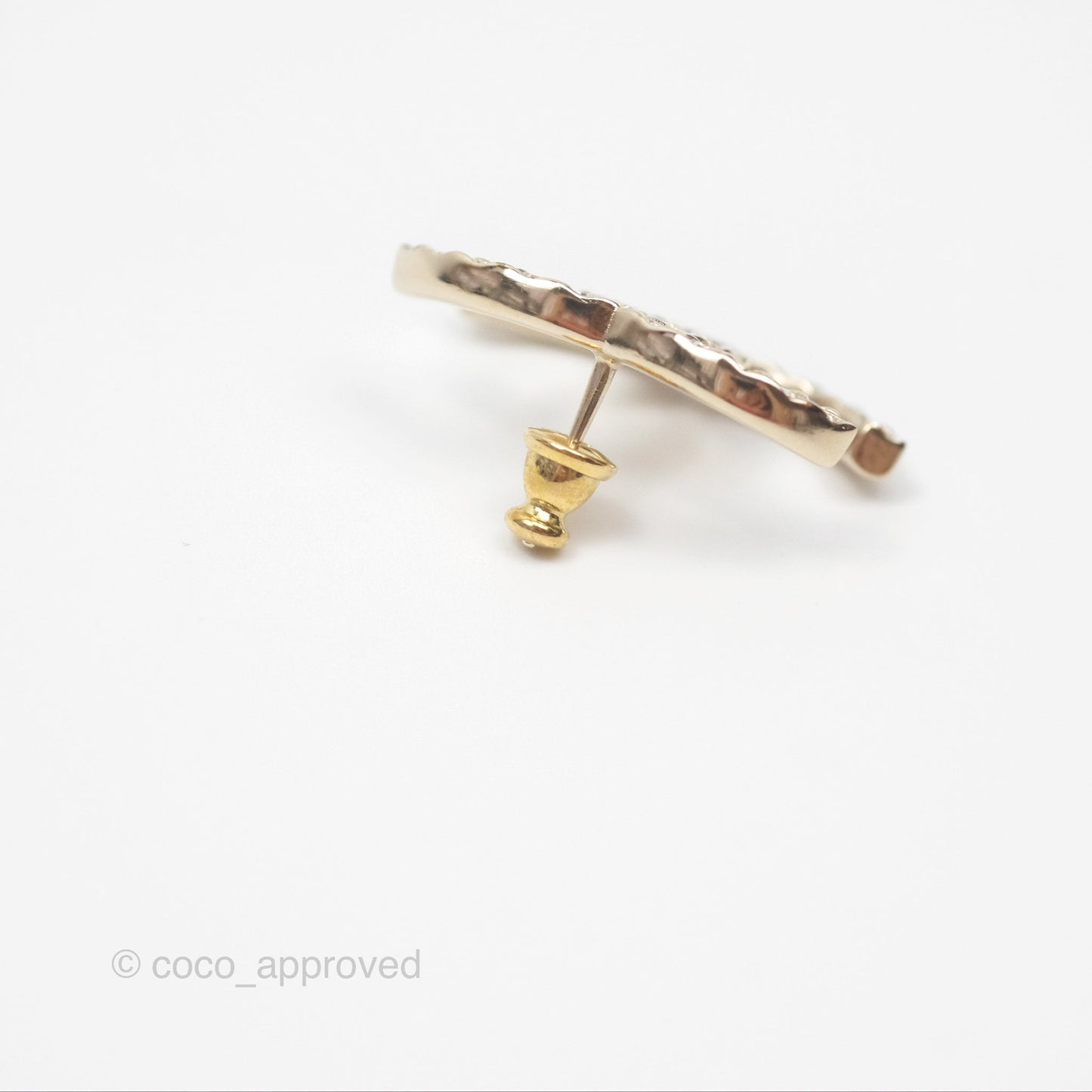 Chanel Crystal CC Earrings Gold Tone 20A
