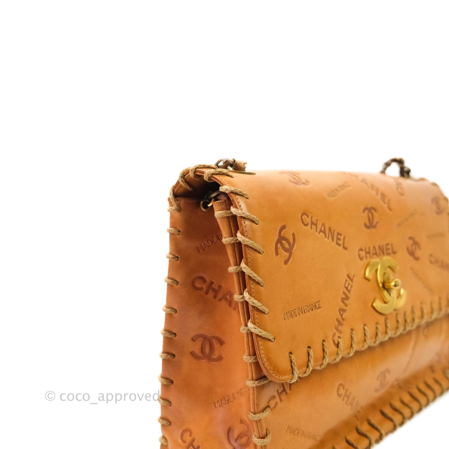 Chanel Embossed Leather XL Jumbo Flap Tan Antique Gold Hardware