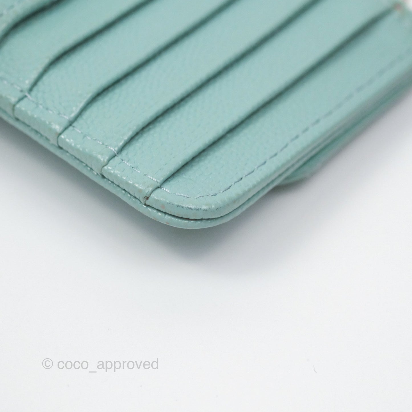 Chanel Quilted Zip Flap Card Holder Tiffany Blue Caviar Gold Hardware