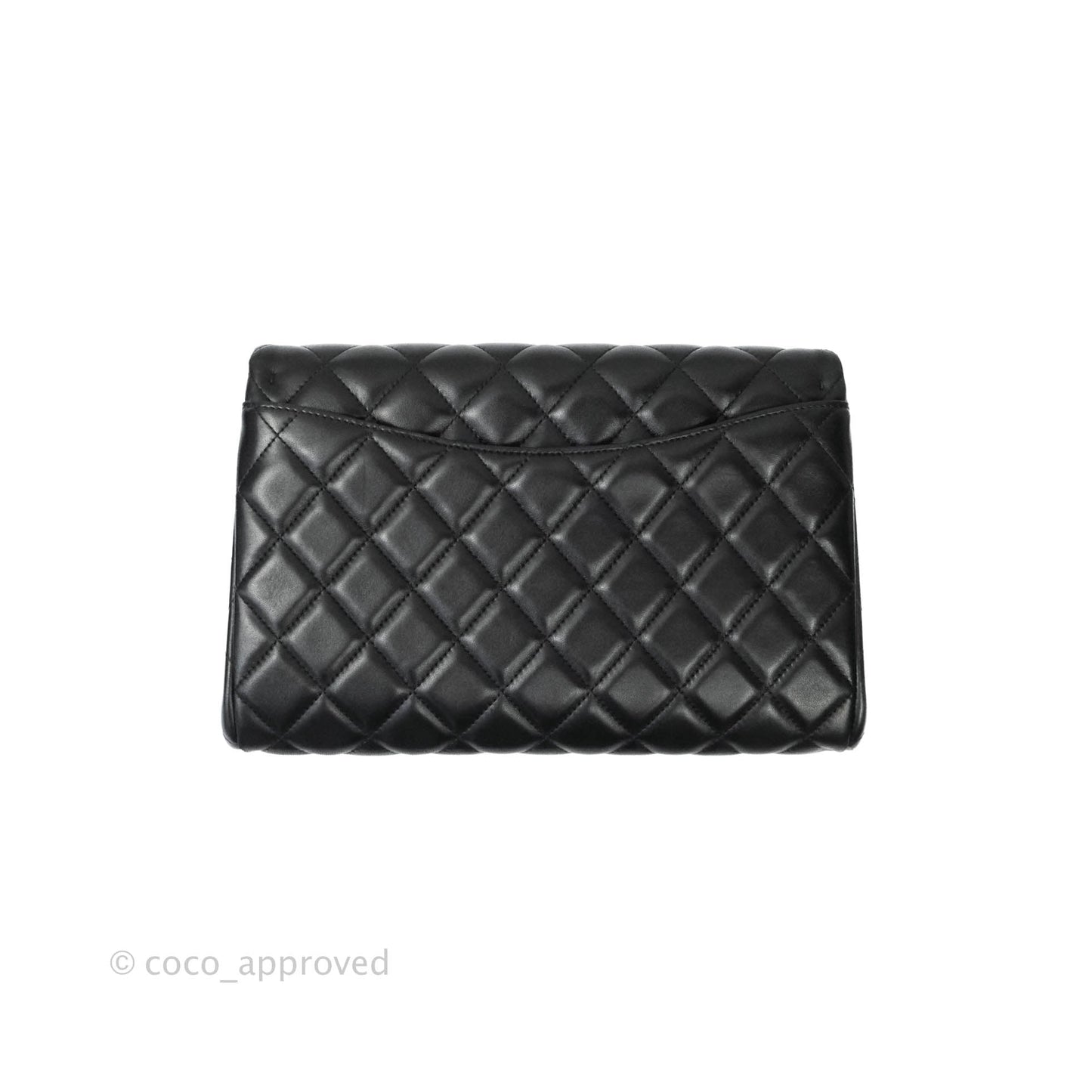 Chanel Quilted Clutch with Chain Lambskin Black Silver Hardware