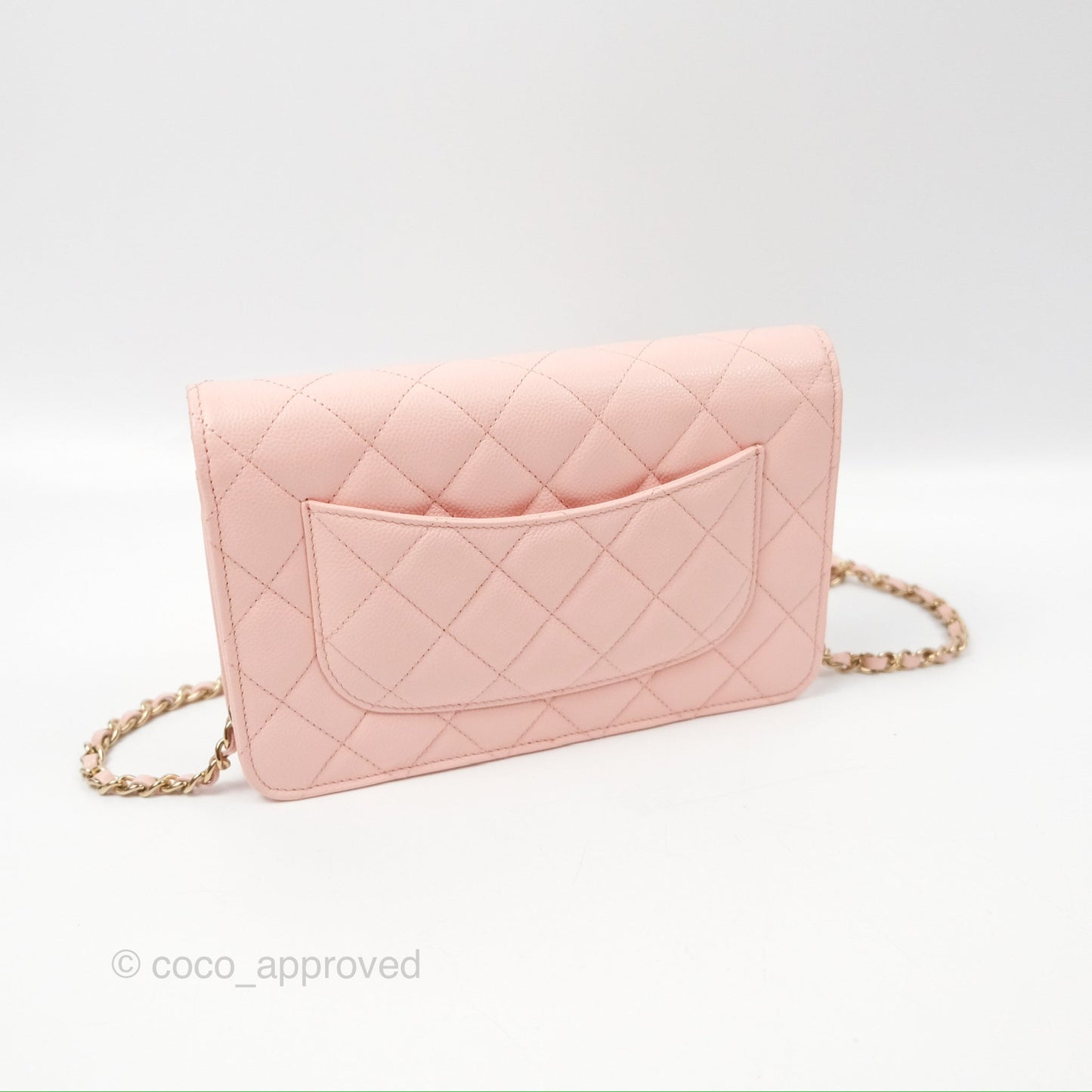 Chanel Quilted Classic Wallet on Chain WOC Light Pink Caviar Gold Hardware