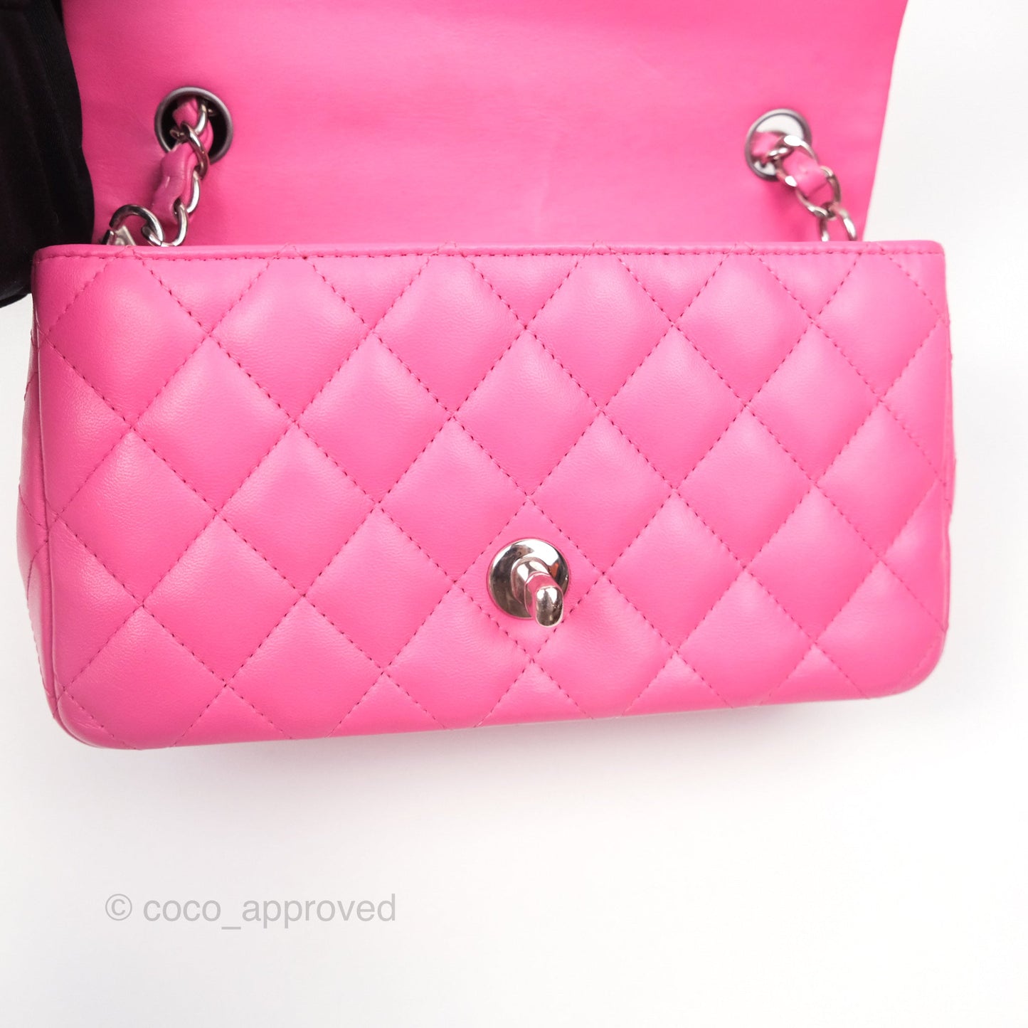 Chanel Quilted Mini Rectangular Flap Pink Lambskin Silver Hardware