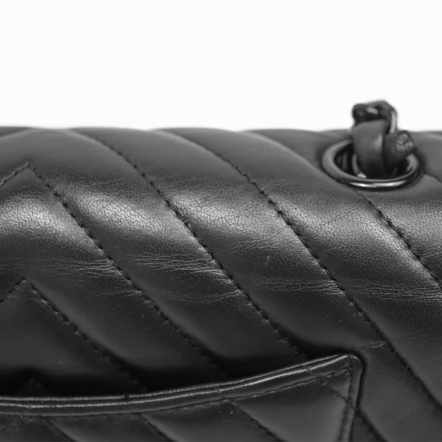 Chanel Quilted Mini Rectangular Chevron Black Lambskin So Black Hardware