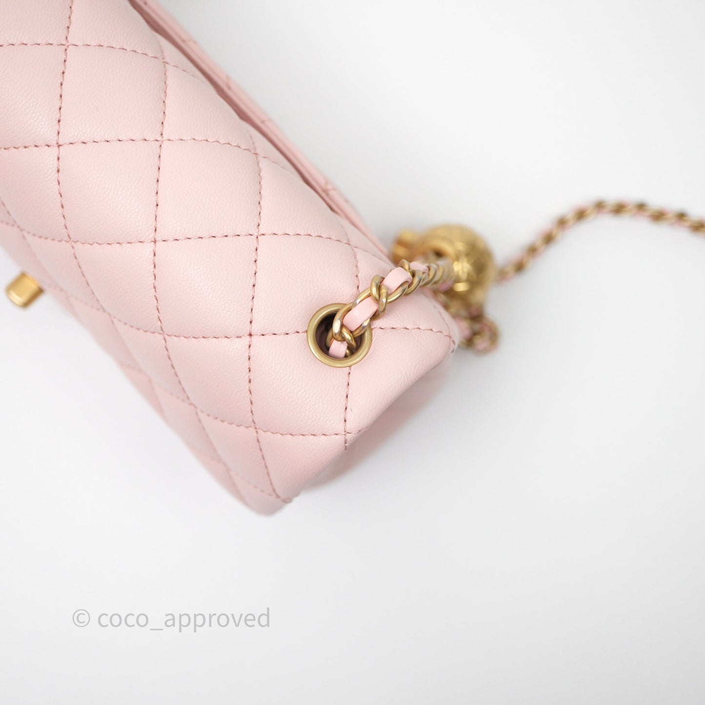 Chanel Mini Rectangular Pearl Crush Baby Pink Lambskin Aged Gold Hardware