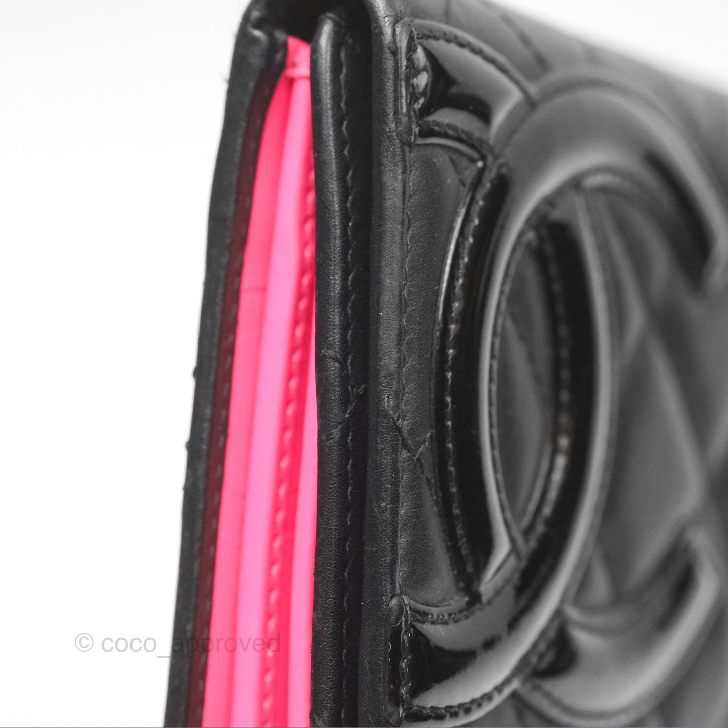 Chanel Quilted Cambon Yen Flap Wallet Black Calfskin Silver Hardware