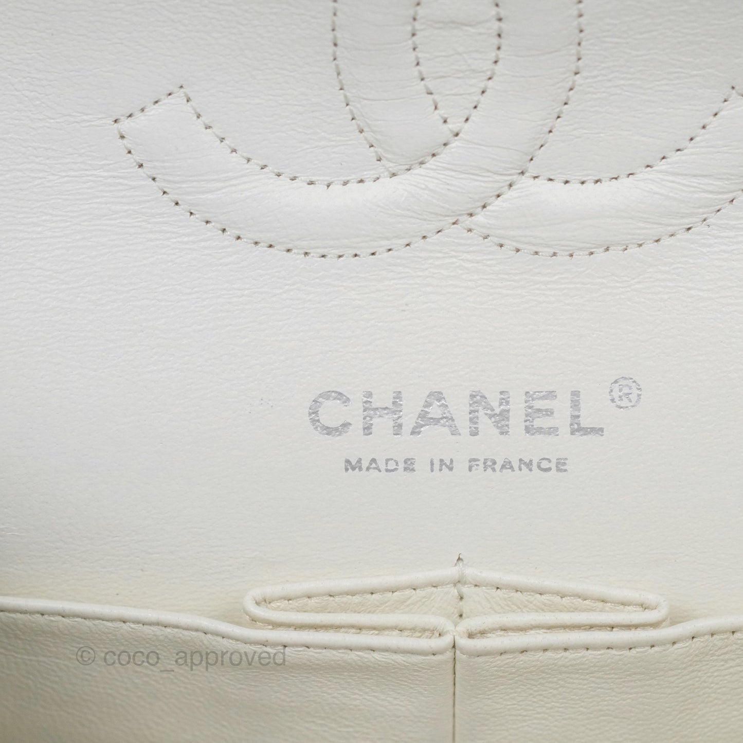 Chanel Classic M/L Medium Flap Quilted White Caviar Silver Hardware